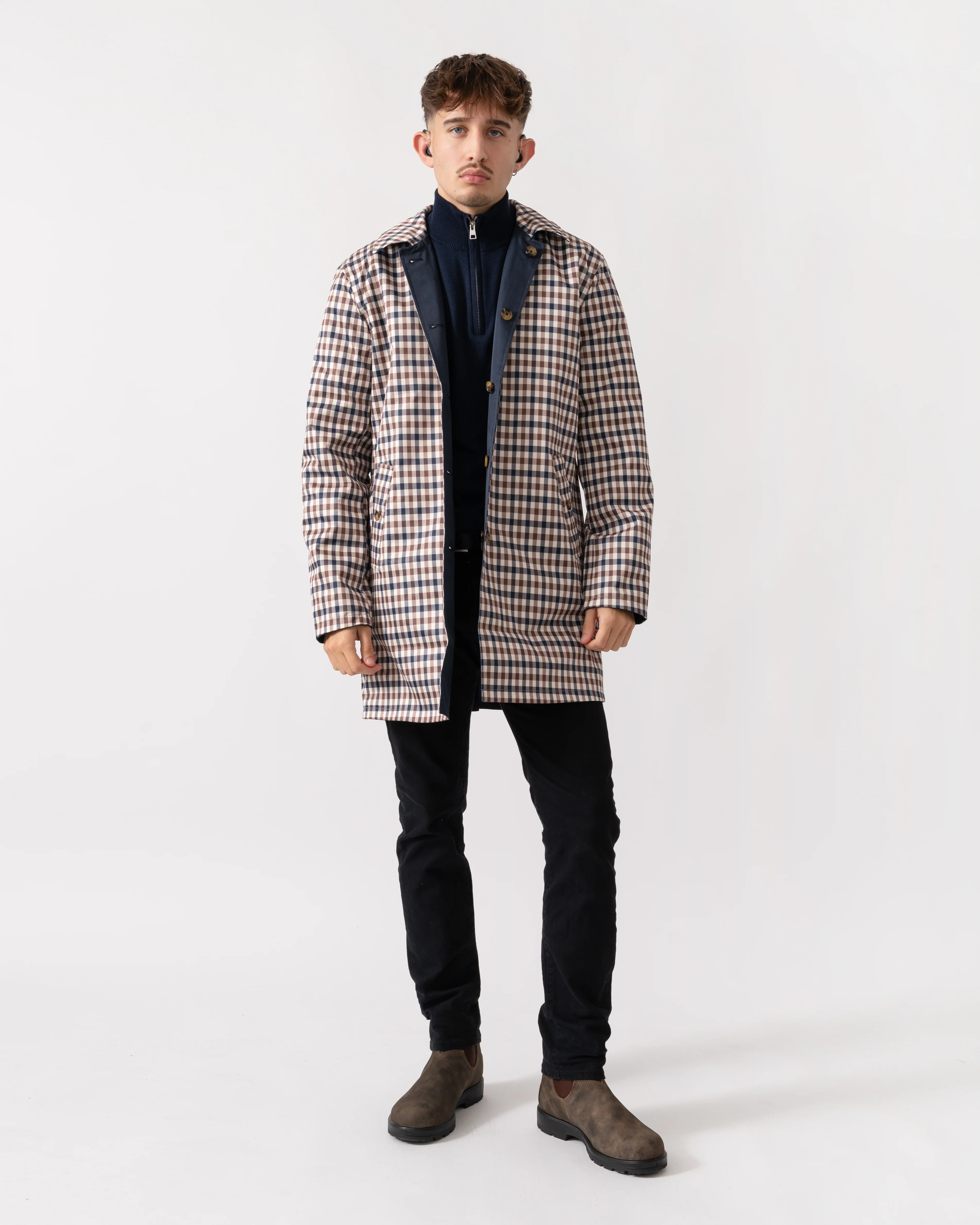 Aquascutum Mens Archival Reversible Mid Coat - Navy 11 - Image 7