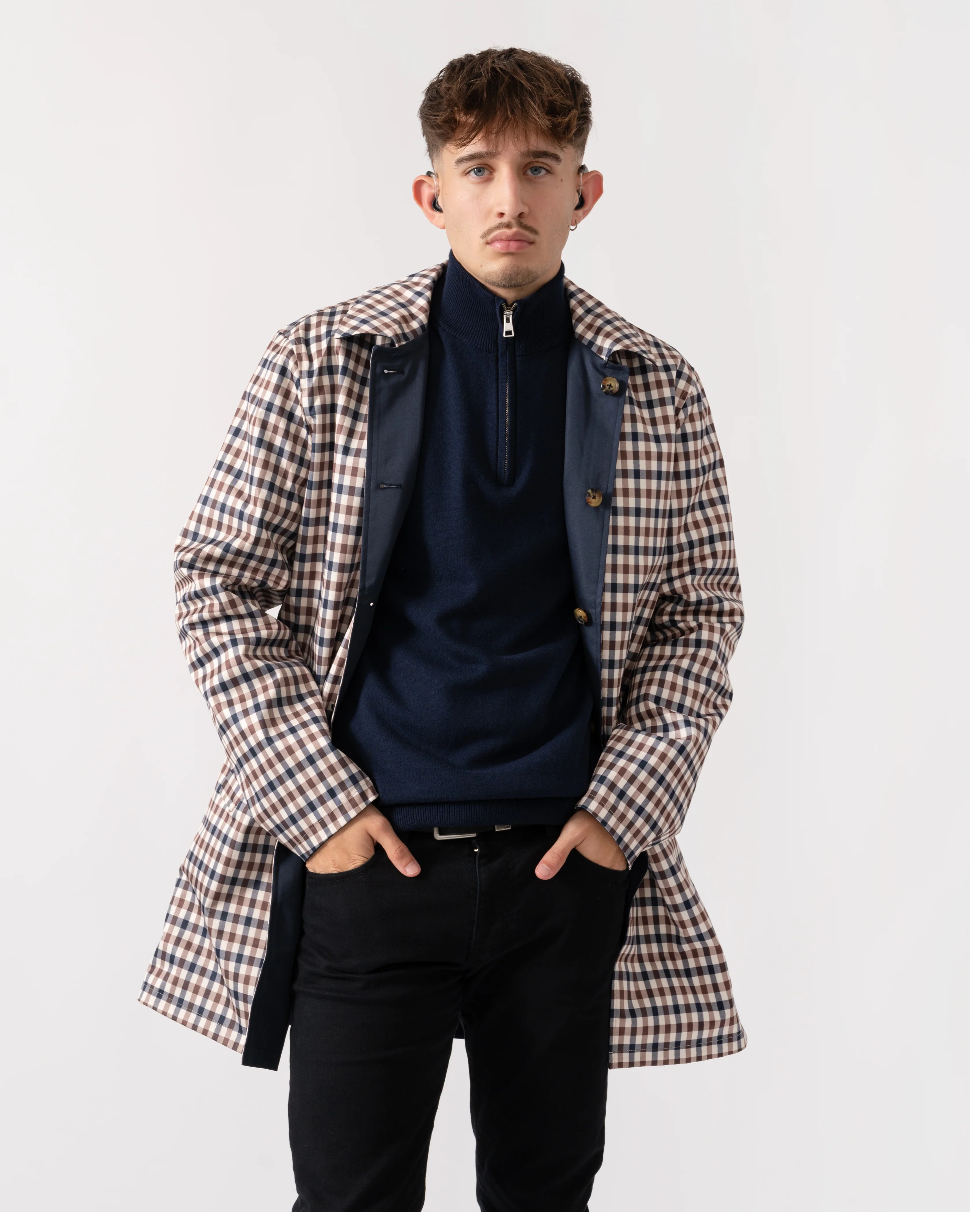 Aquascutum Mens Archival Reversible Mid Coat - Navy 11 - Image 8