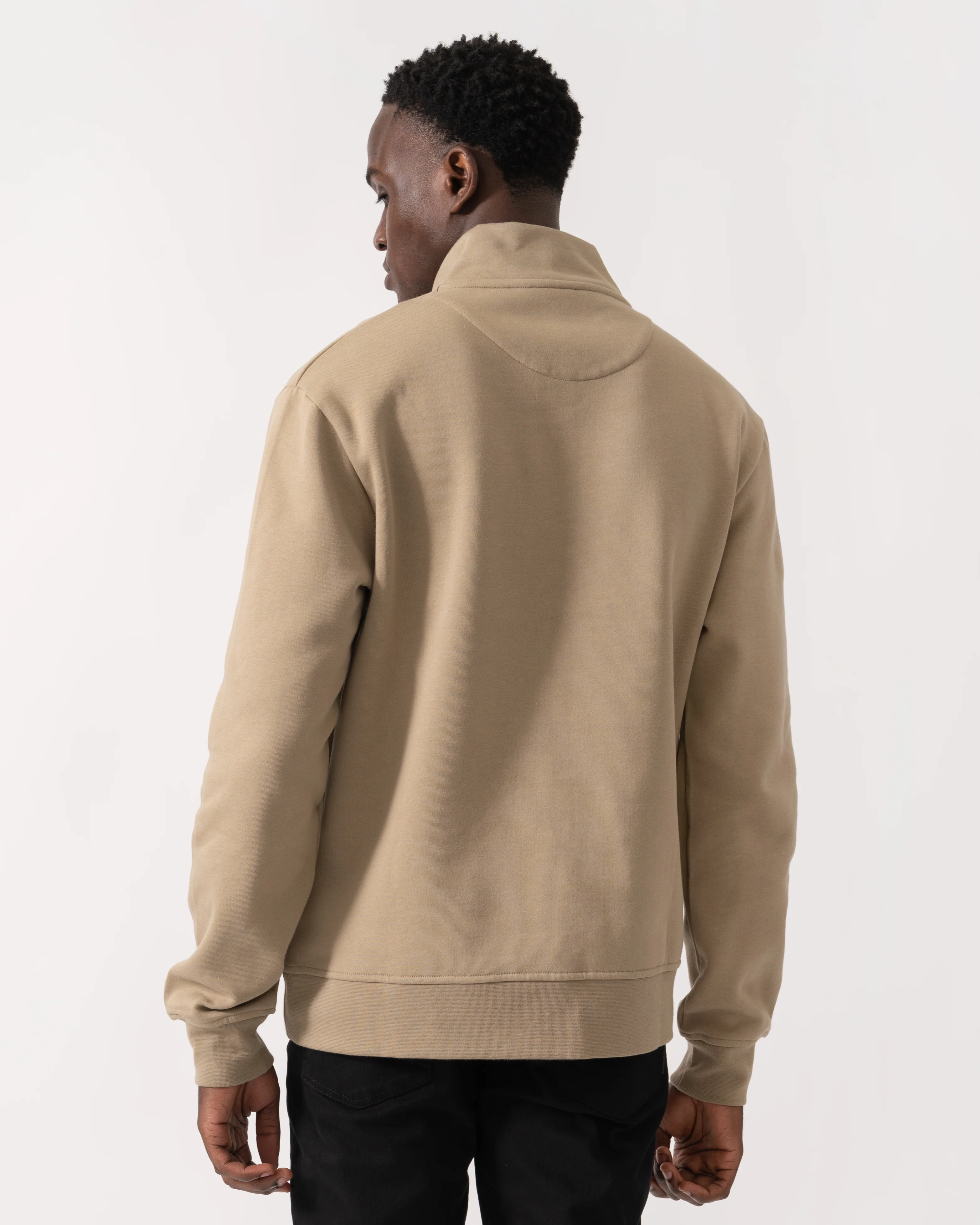 Aquascutum Mens Centered Logo 1/4 Zip Fleece - Khaki 38 - Image 4