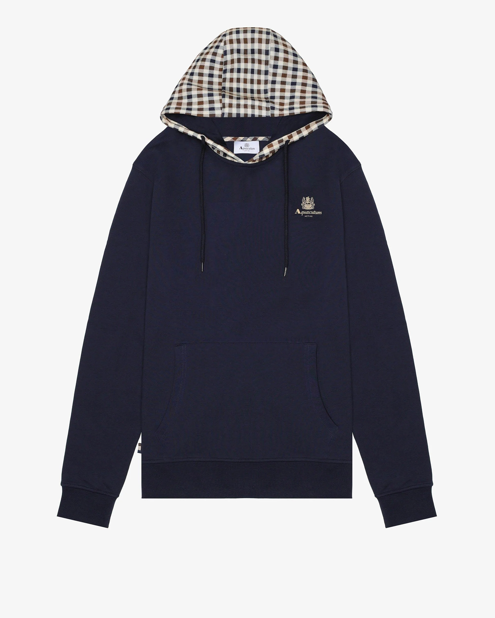 Aquascutum Mens Club Check Hoodie Fleece - Navy 11 - Image 5