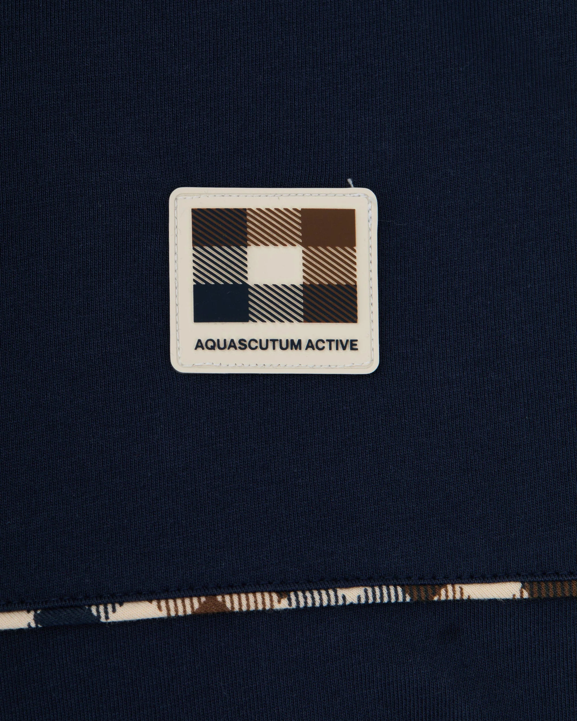Aquascutum Mens Club Check Piping T-Shirt - Navy 11 - Image 3