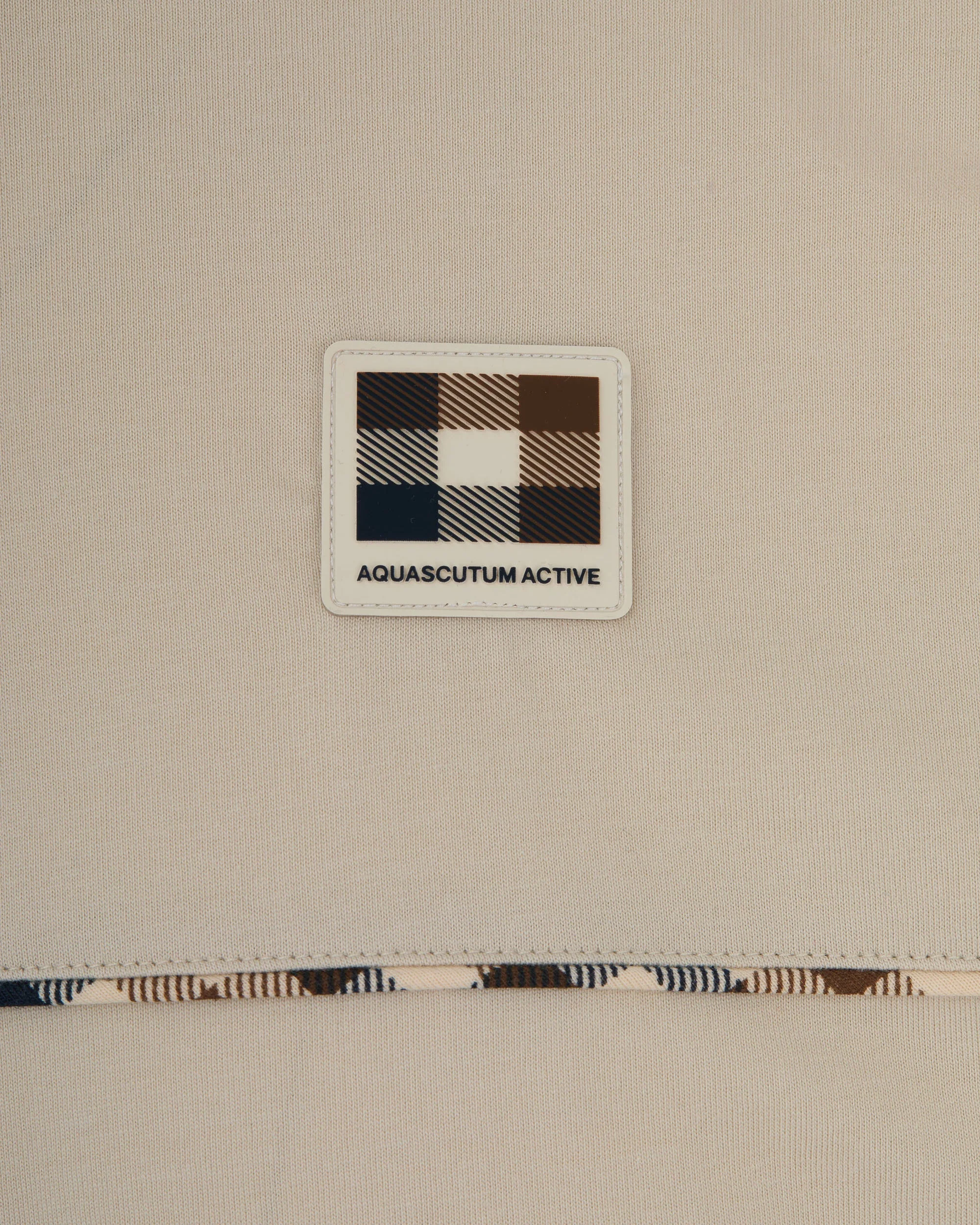 Aquascutum Mens Club Check Piping T-Shirt - Old White 02 - Image 3