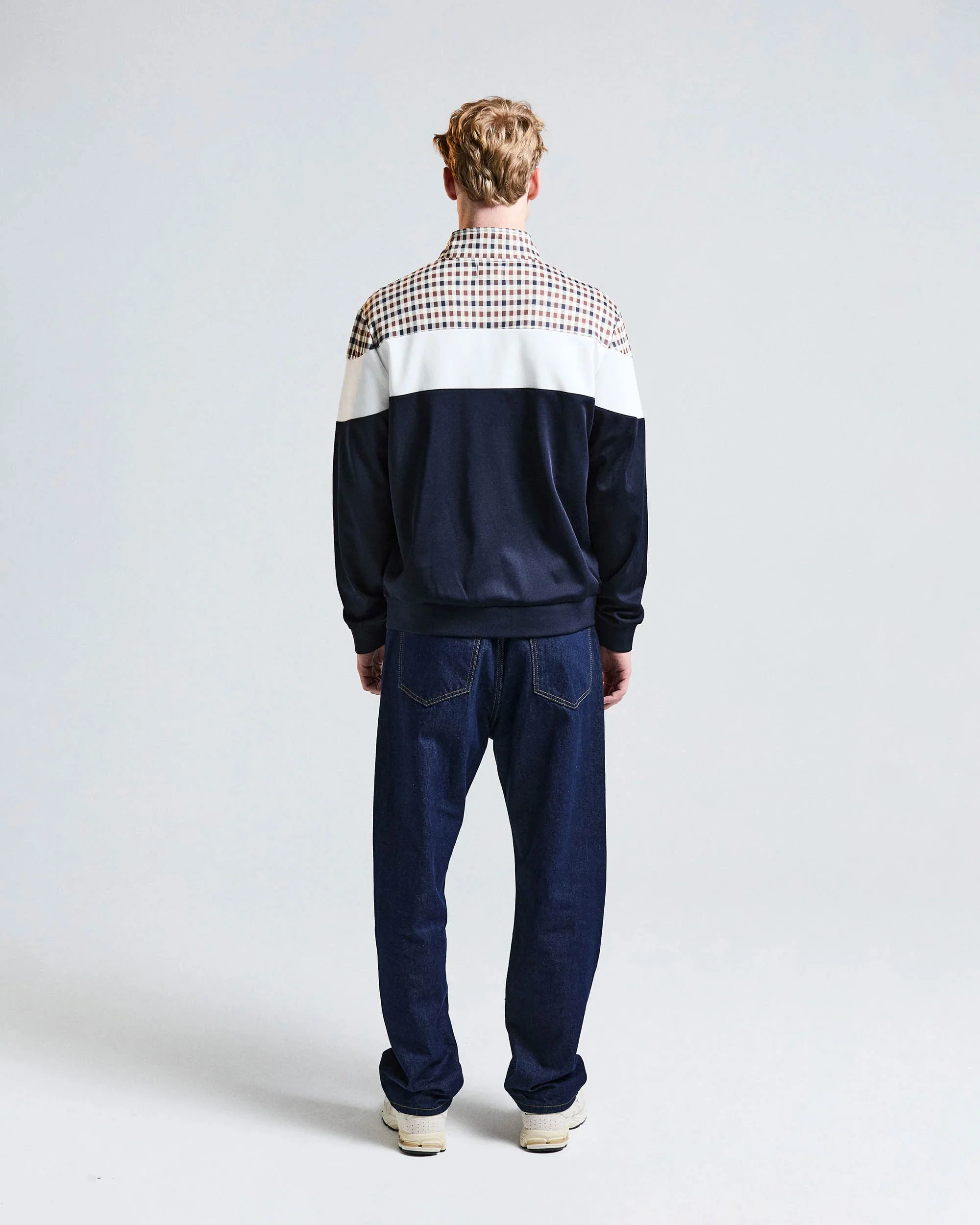 Aquascutum Mens Club Check Shoulder Track Top - Navy 11 - Image 2