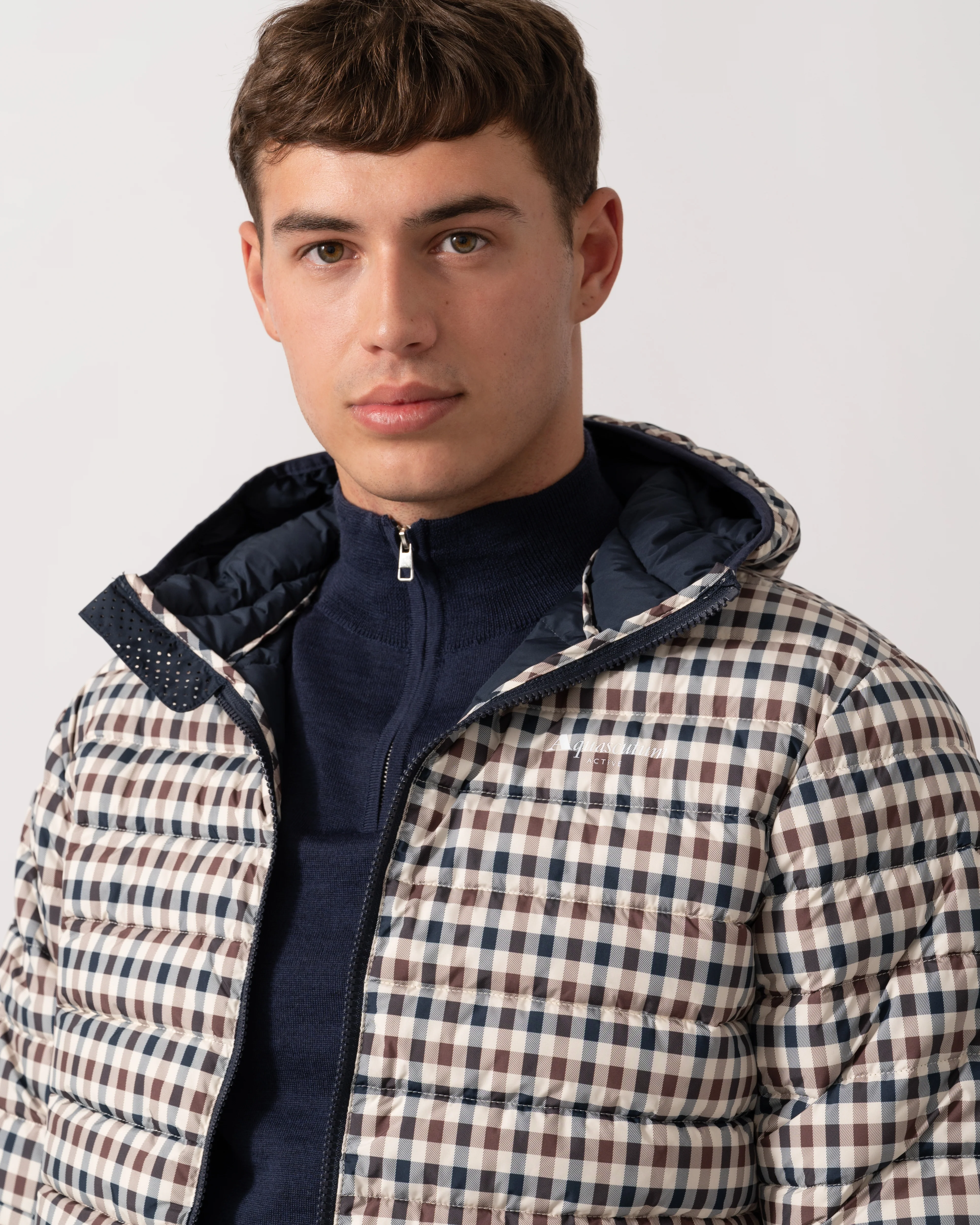 Aquascutum Mens Hooded 100Gsm Jacket - Club Check 28 - Image 3