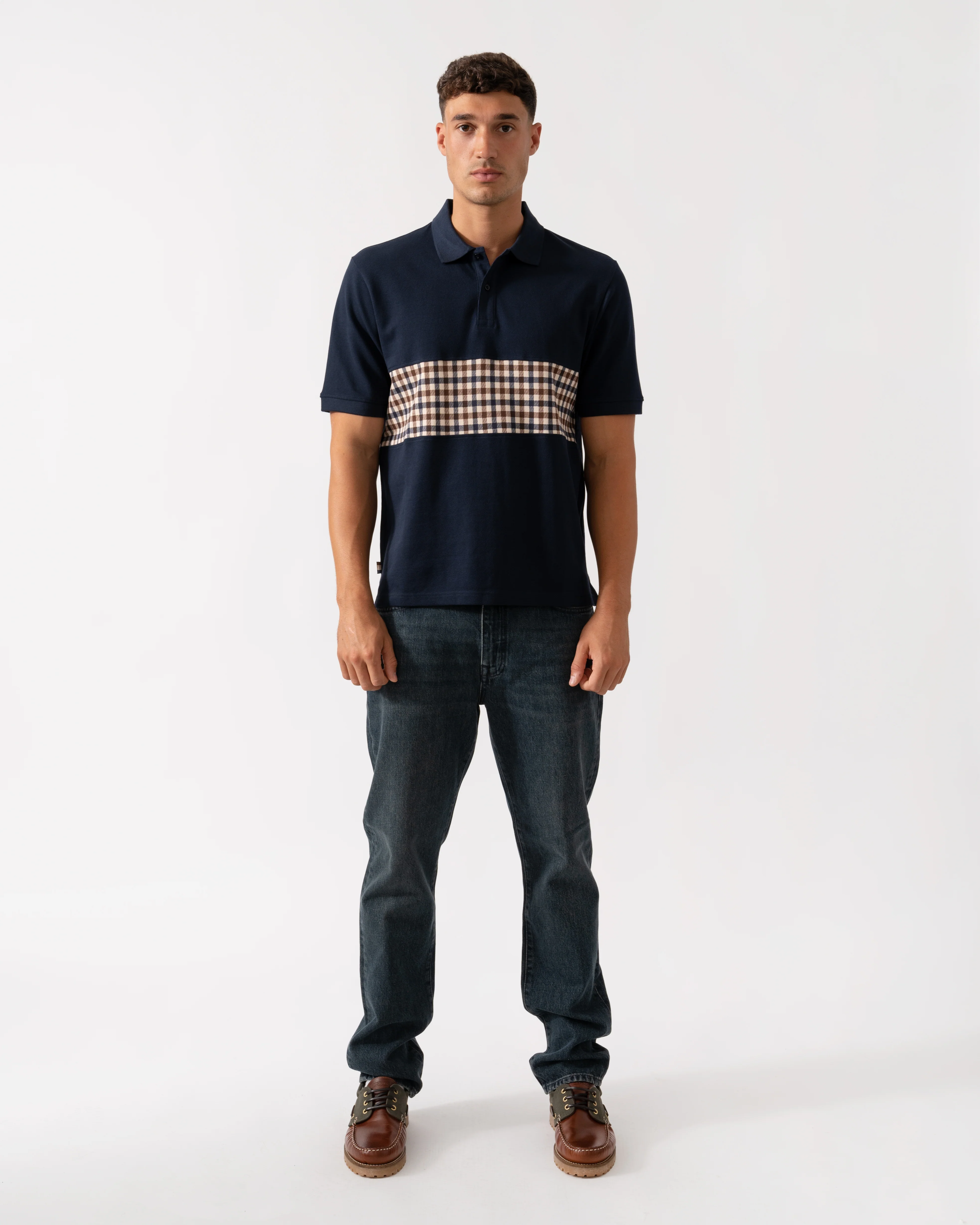 Aquascutum Mens Iconic Insert Polo - Navy 11 - Image 3