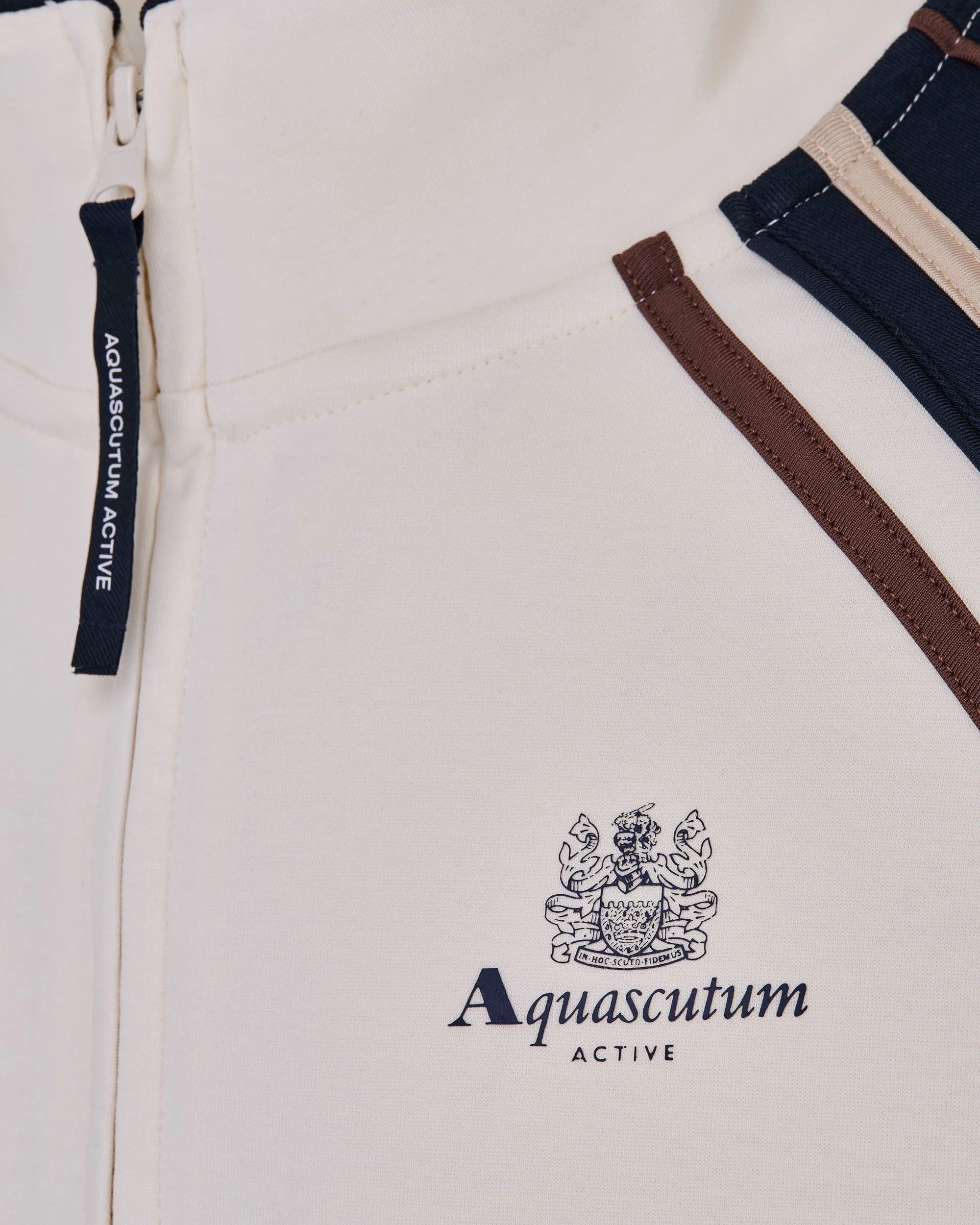 Aquascutum Mens Scuba Stripes Mock Neck Sweatshirt - Optical White 01 - Image 4