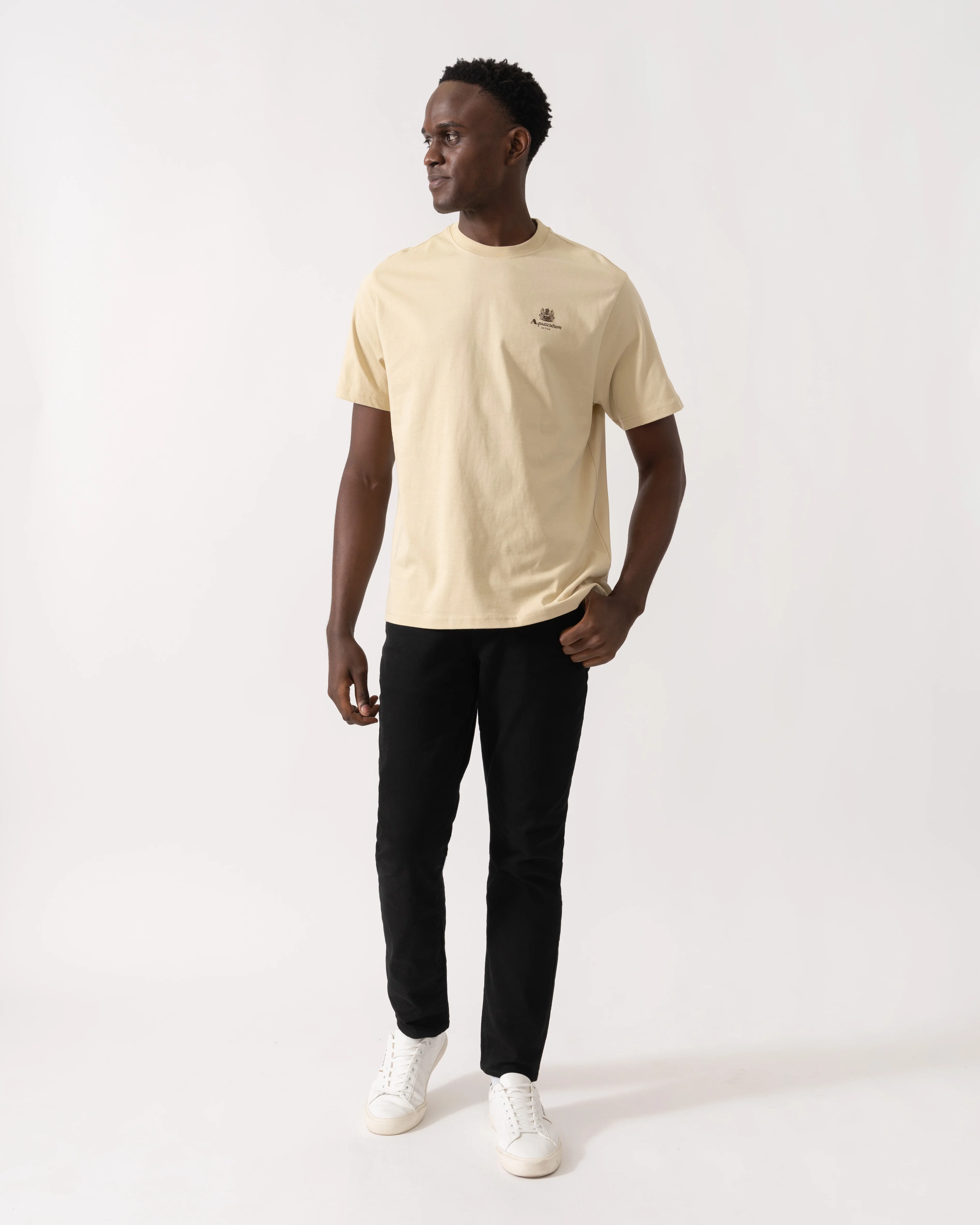 Aquascutum Mens Small Logo T-Shirt - Beige 03 - Image 3