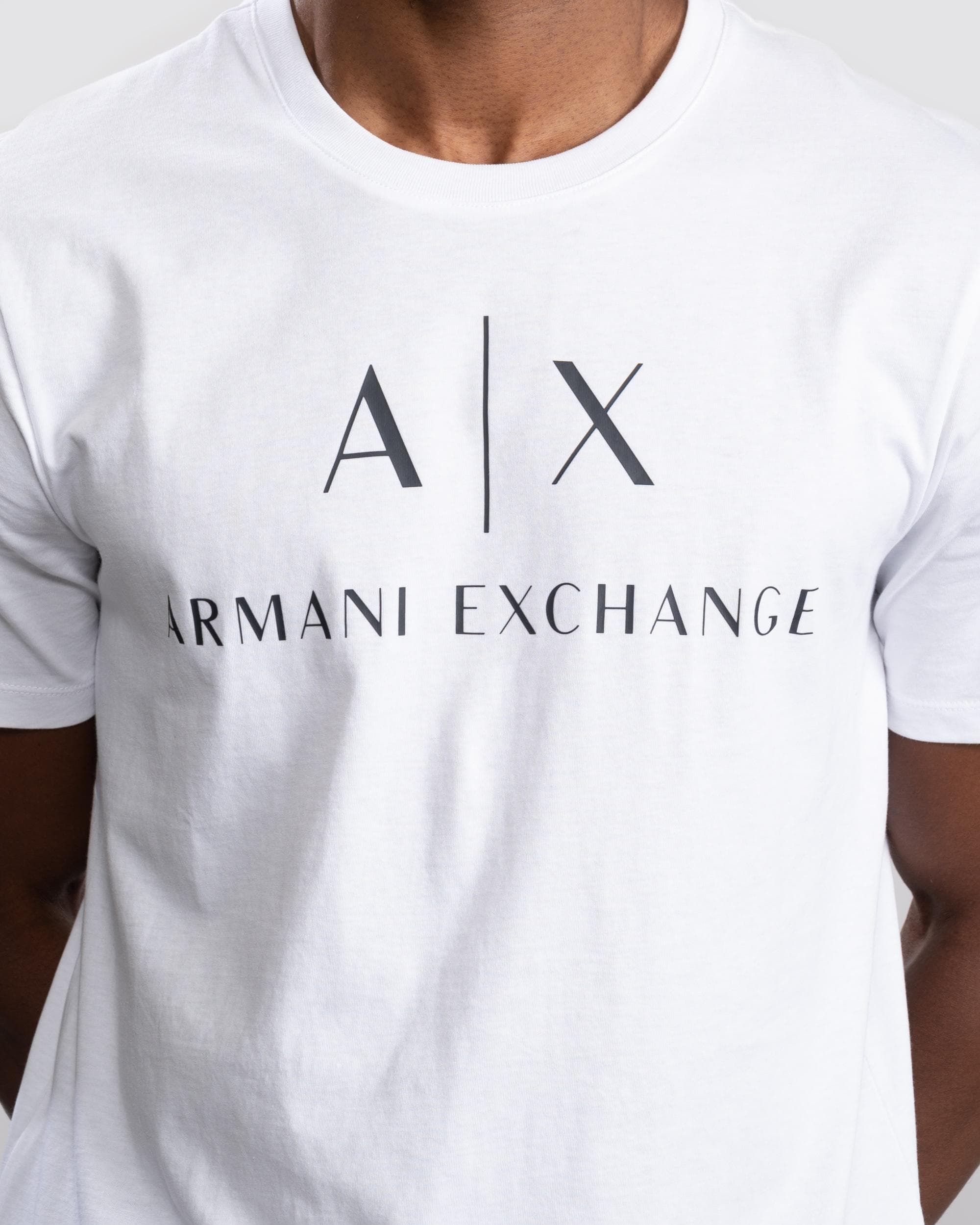 Armani Exchange A|X Logo Mens T-Shirt - White 1100 - Image 3