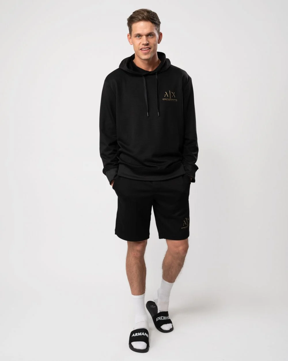 Armani Exchange Mens 3D A|X Logo Pullover Hoodie - Image 3
