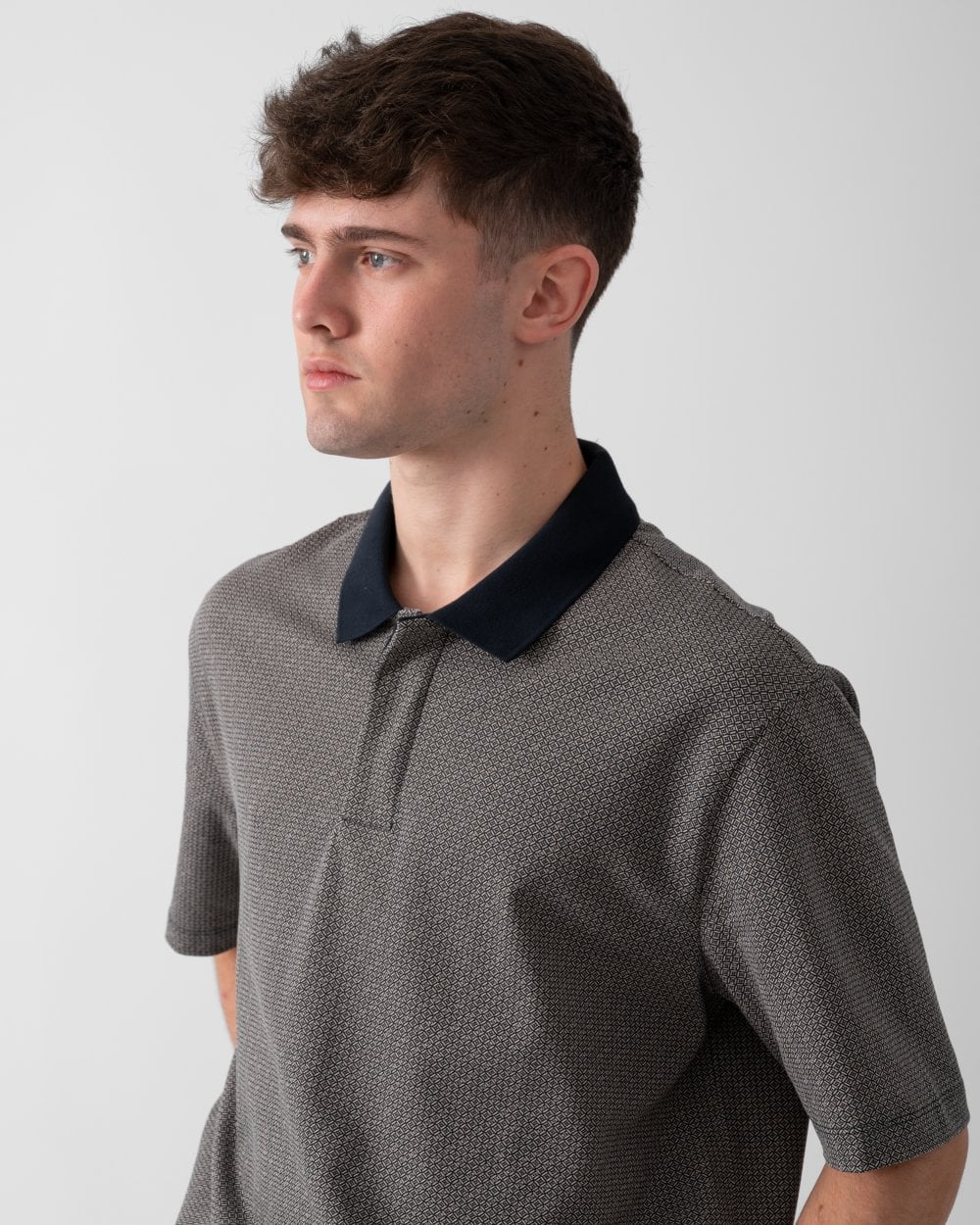 Armani Exchange Mens AOP Logo Pattern Polo Shirt - Image 2