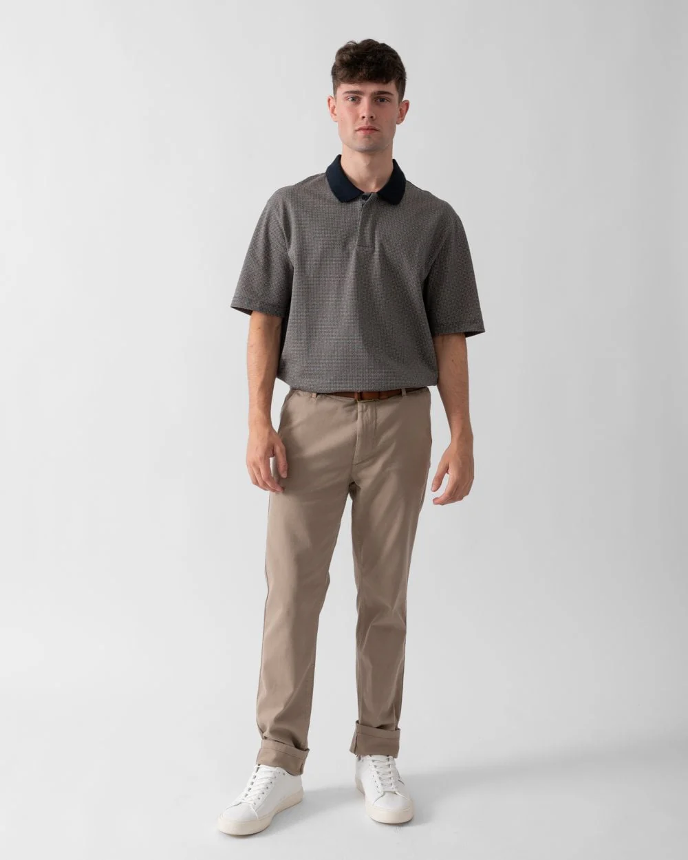 Armani Exchange Mens AOP Logo Pattern Polo Shirt - Image 3