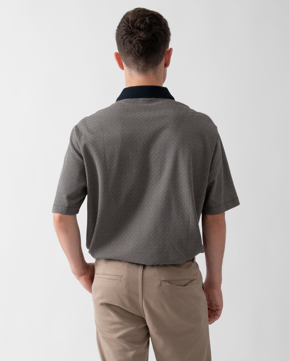 Armani Exchange Mens AOP Logo Pattern Polo Shirt - Image 4