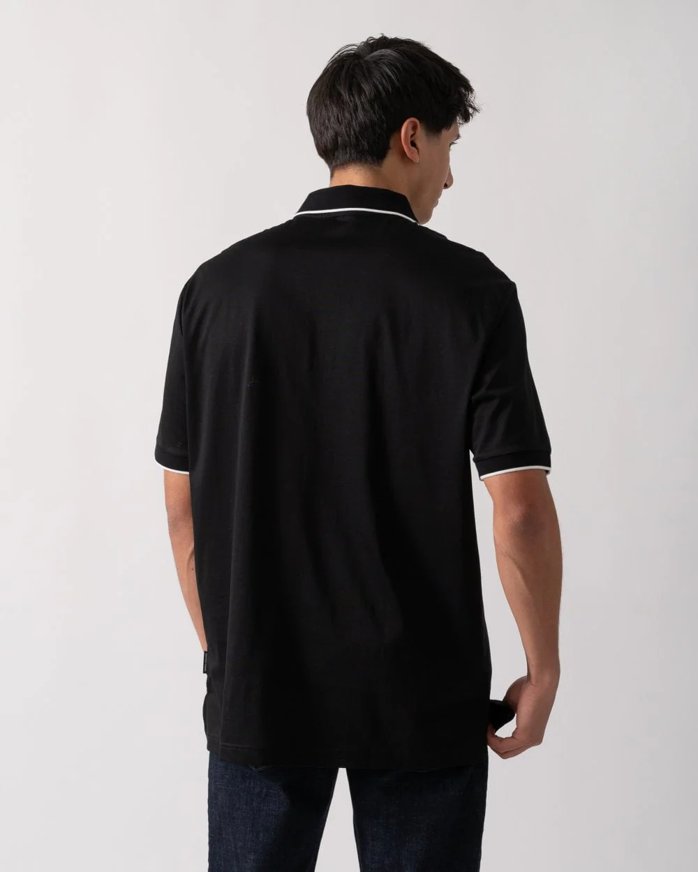Armani Exchange Mens A|X Monogram Contrast Tipped Polo Shirt - Black UC001 - Image 4