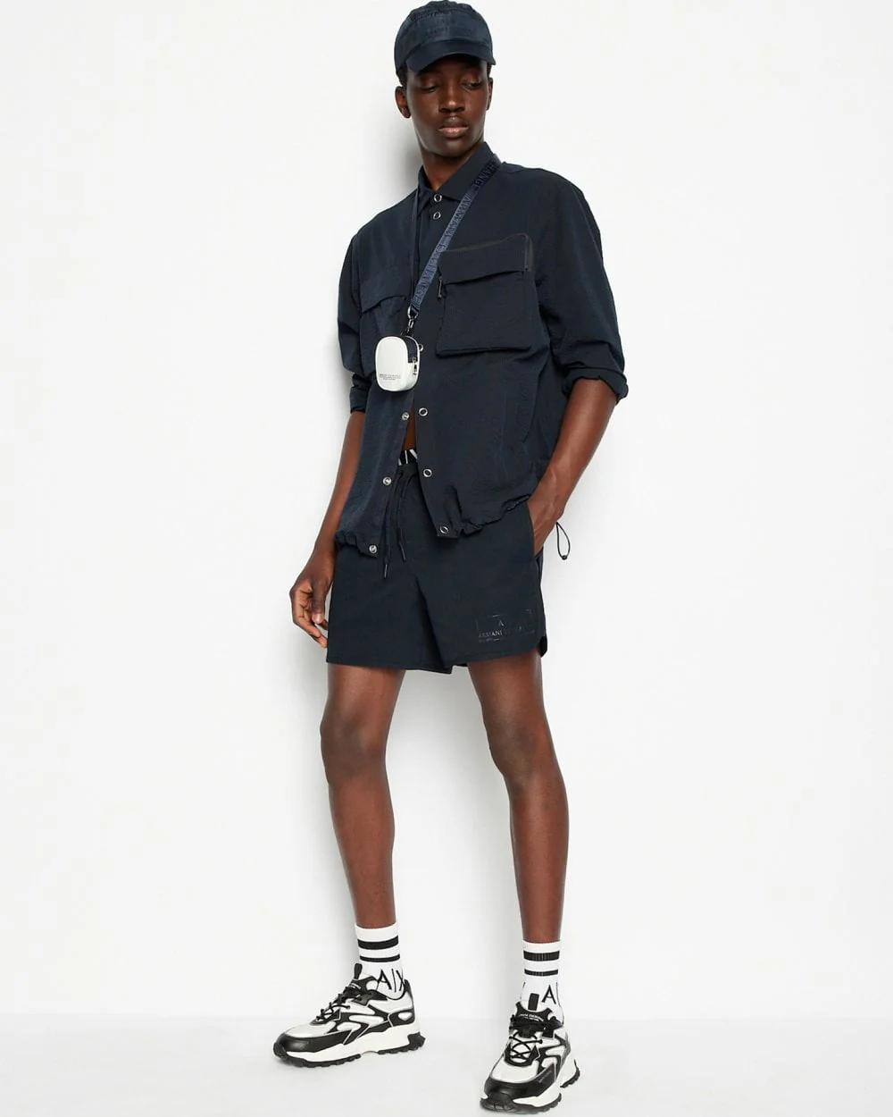 Armani Exchange Mens Boxy Nylon Seersucker Shirt - Image 4