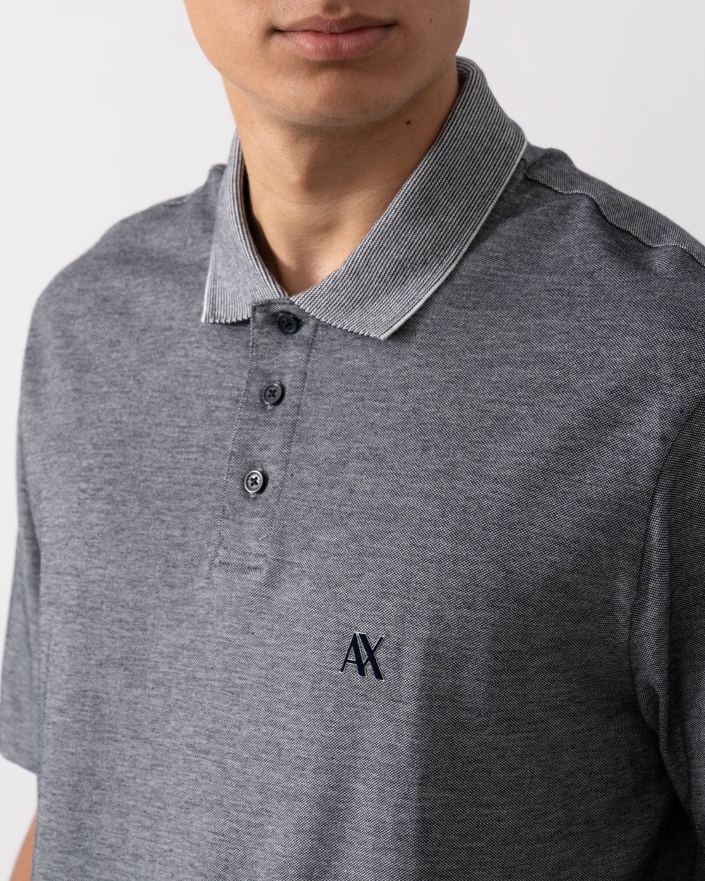 Armani Exchange Mens Contrast Collar Embroidered Monogram Polo Shirt - Image 2