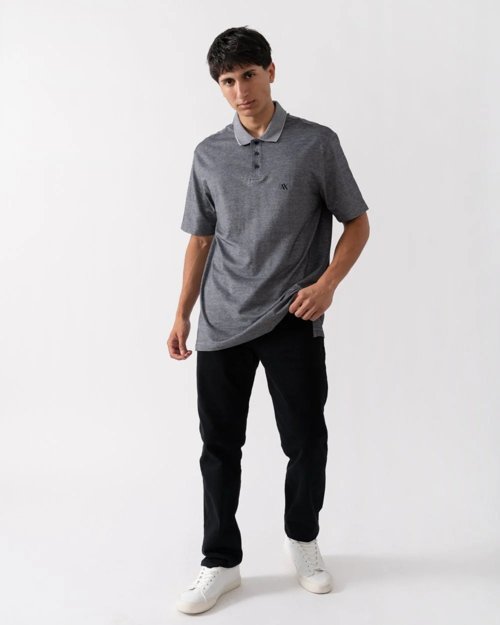 Armani Exchange Mens Contrast Collar Embroidered Monogram Polo Shirt - Image 3