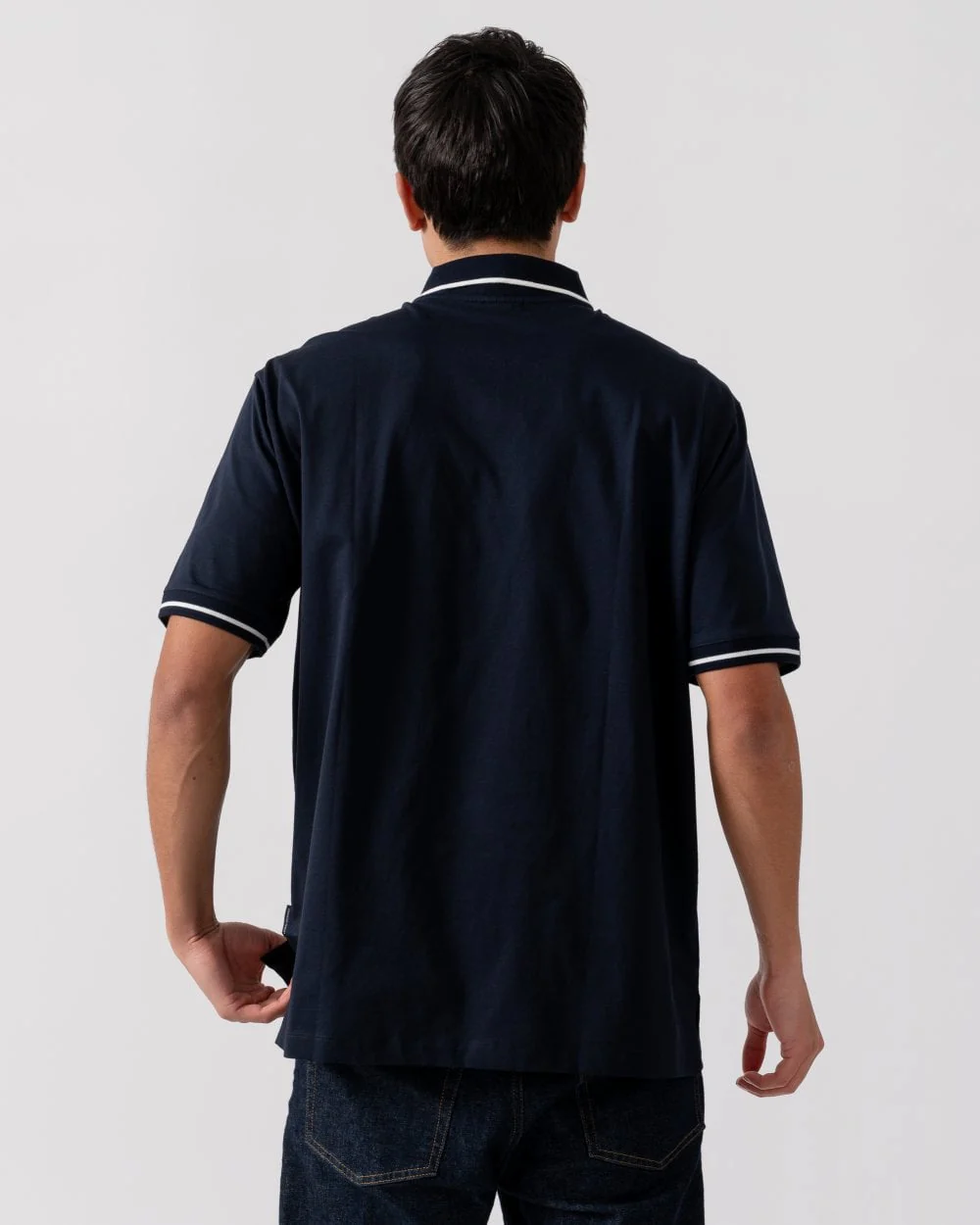 Armani Exchange Mens Contrast Tipped Zip Placket Polo Shirt - Image 4