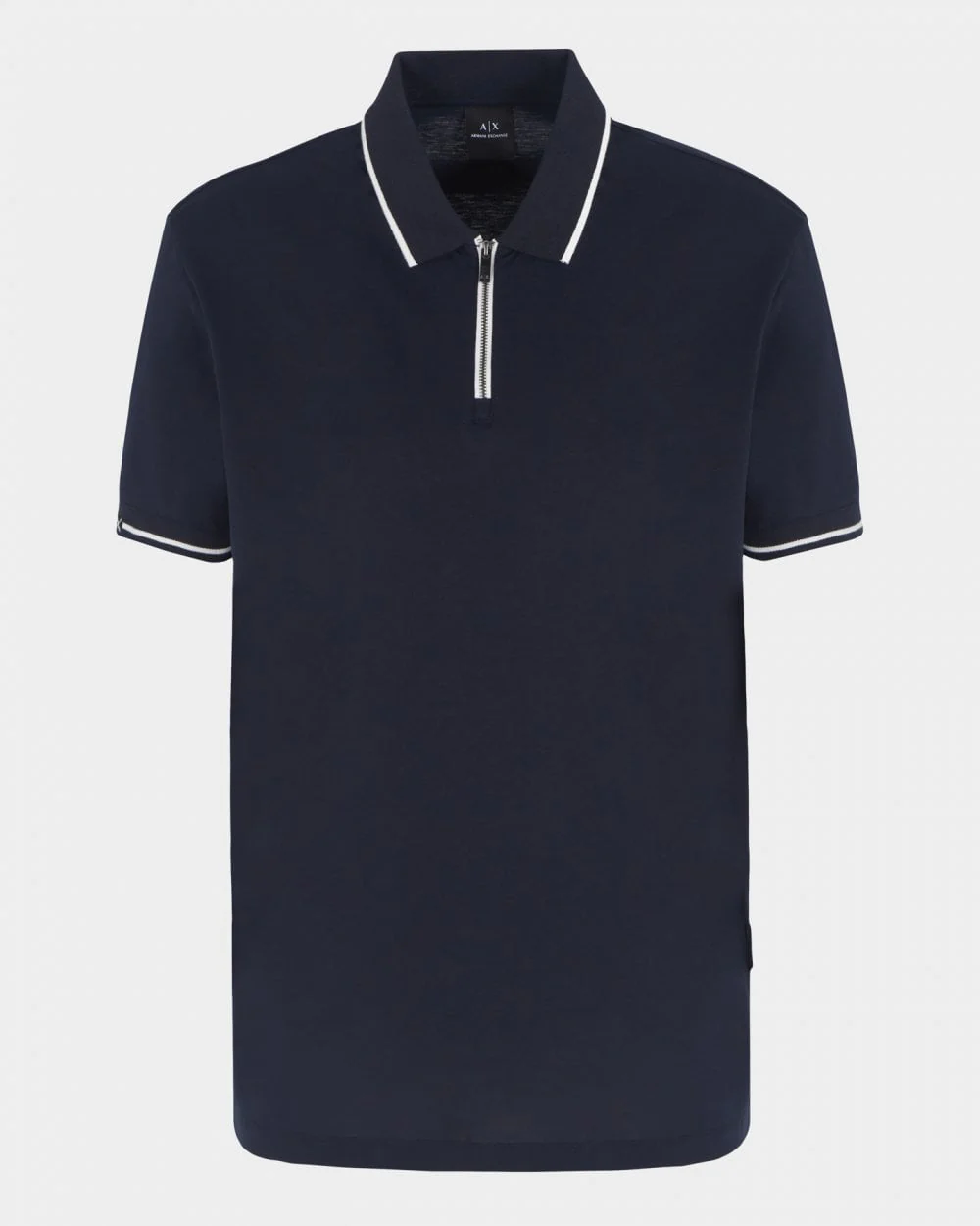 Armani Exchange Mens Contrast Tipped Zip Placket Polo Shirt - Image 5