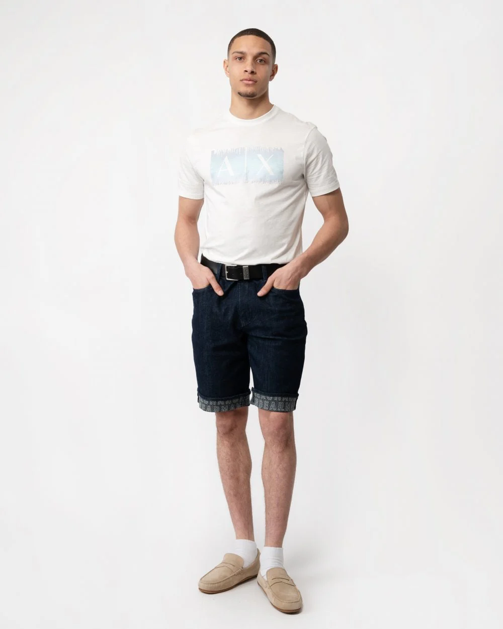 Armani Exchange Mens Cuffed Denim Shorts - Image 3