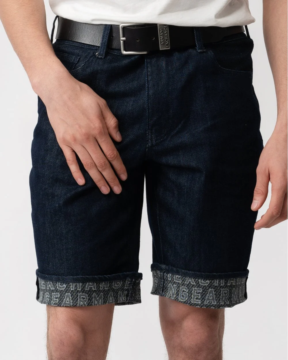 Armani Exchange Mens Cuffed Denim Shorts - Image 4