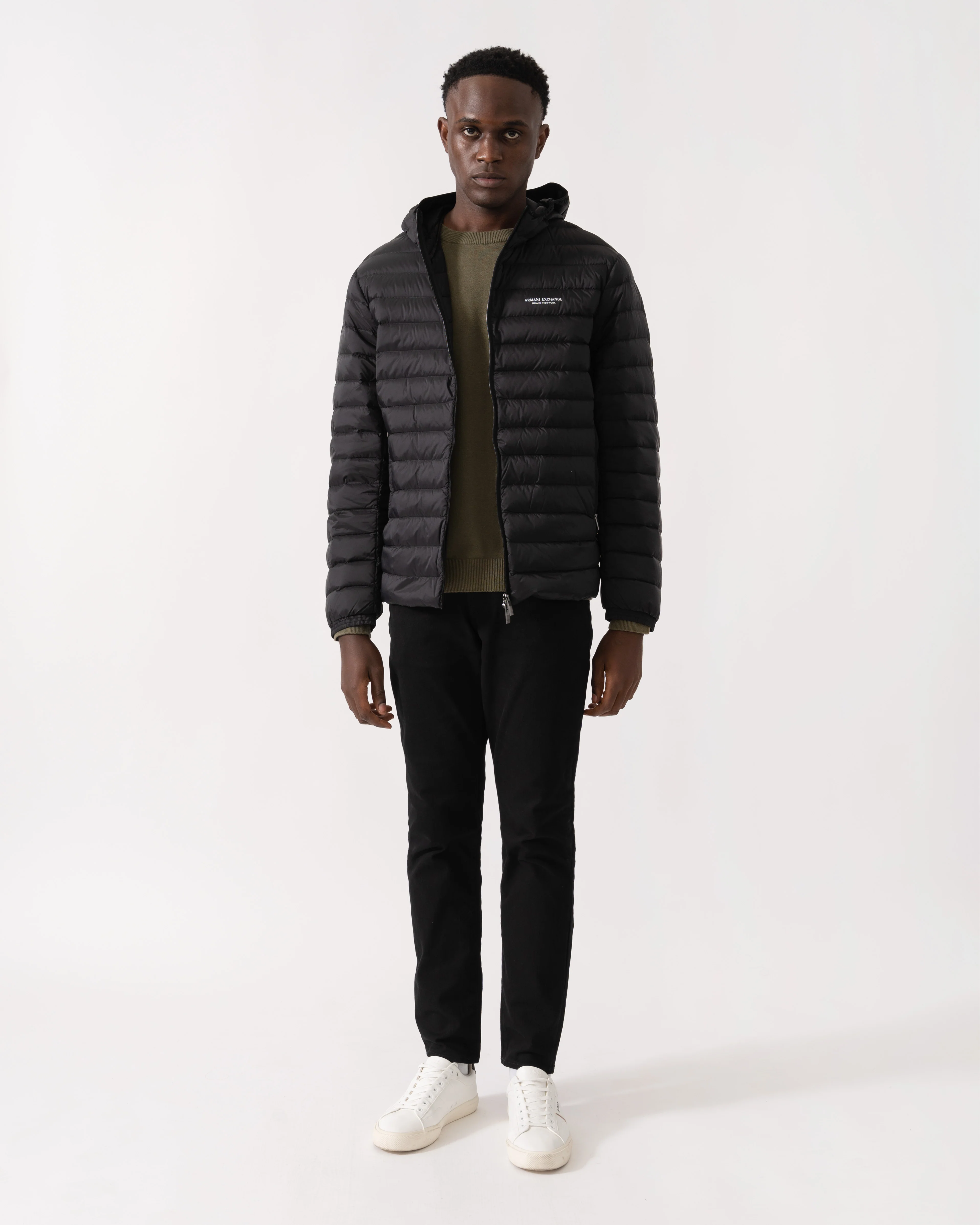 Armani Exchange Mens Milano/New York Hooded Down Jacket - Black UC001 - Image 3