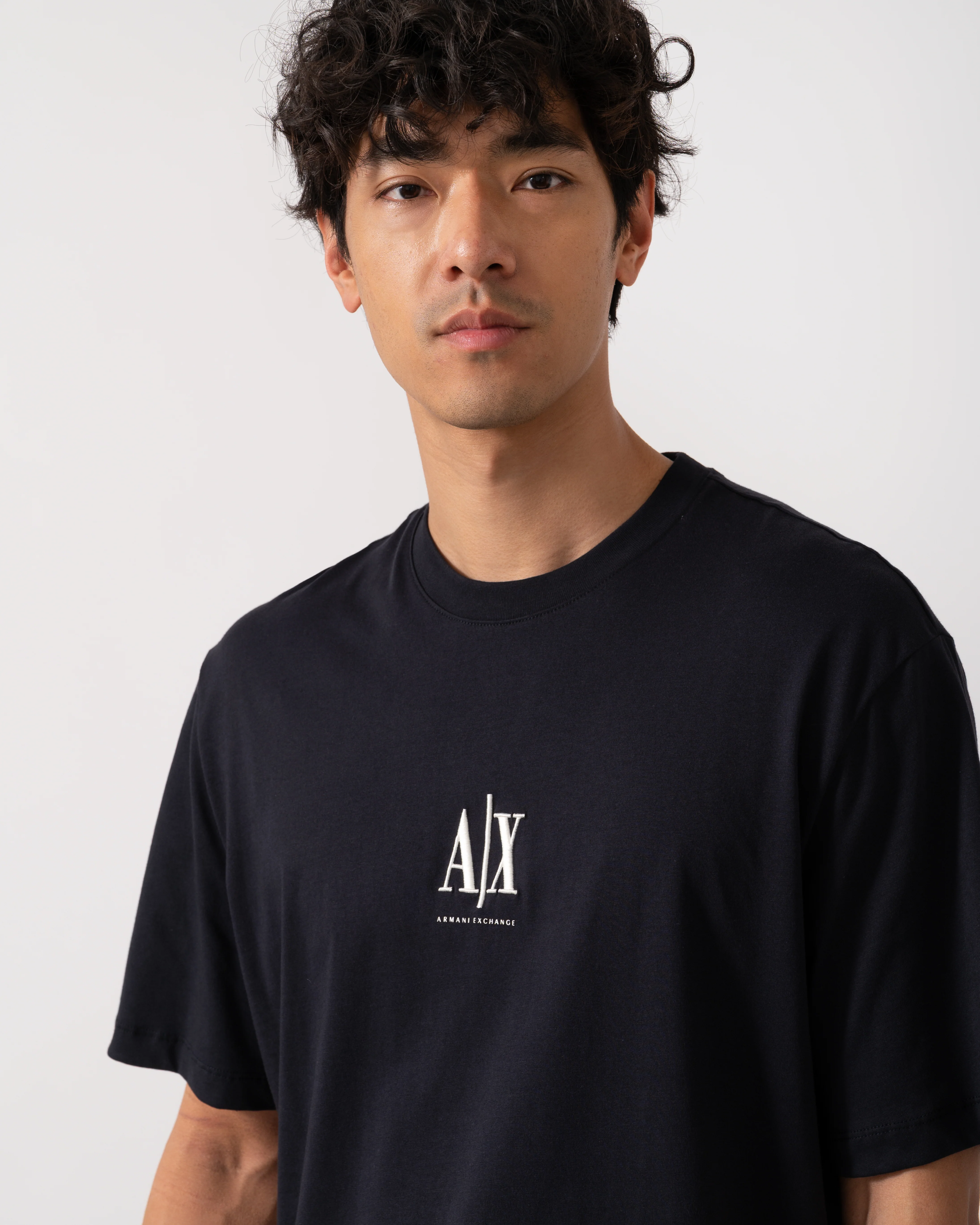 Armani Exchange Mens Embroidered A|X Centre Logo T-Shirt - Deep Navy UB101 - Image 2