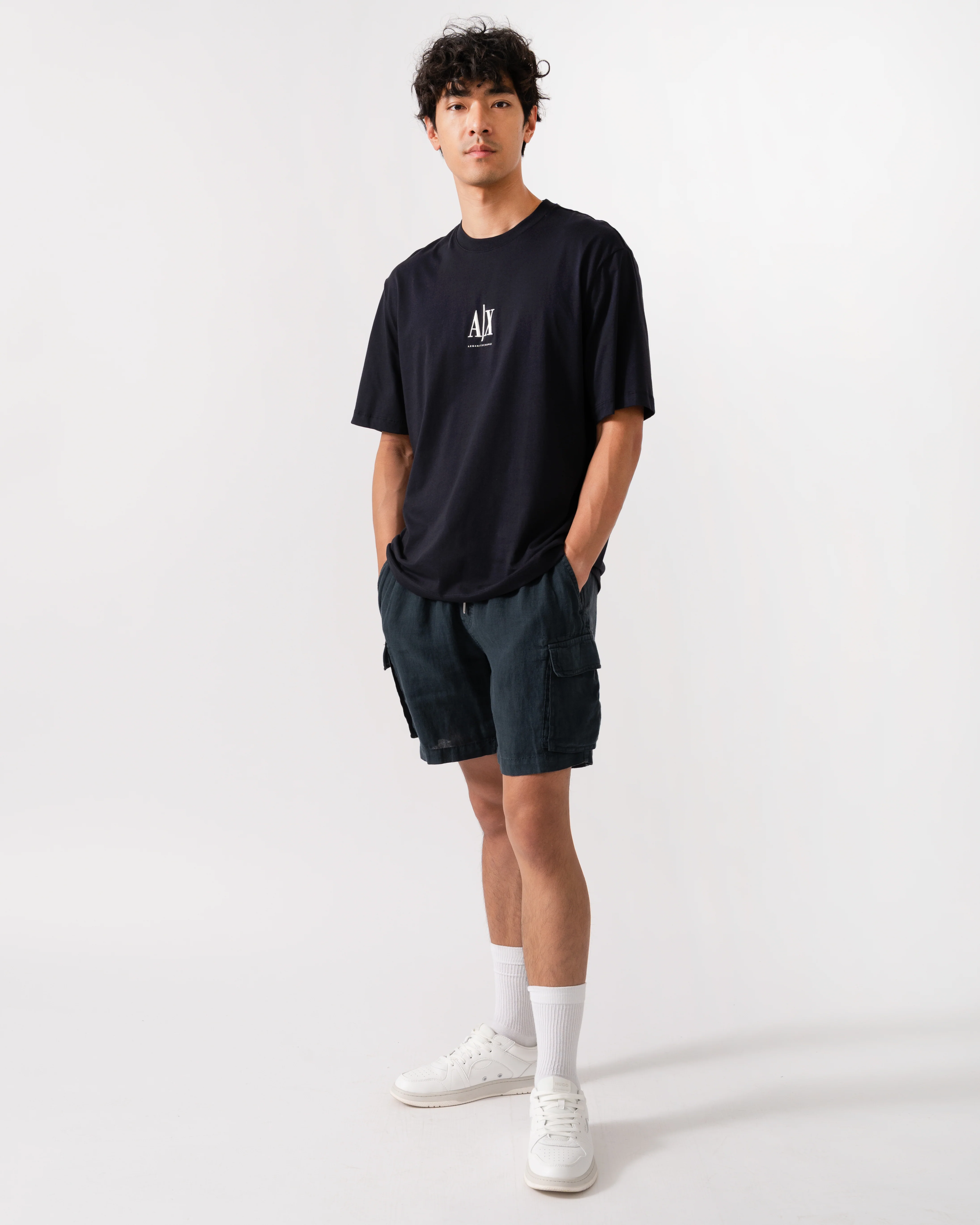 Armani Exchange Mens Embroidered A|X Centre Logo T-Shirt - Deep Navy UB101 - Image 3