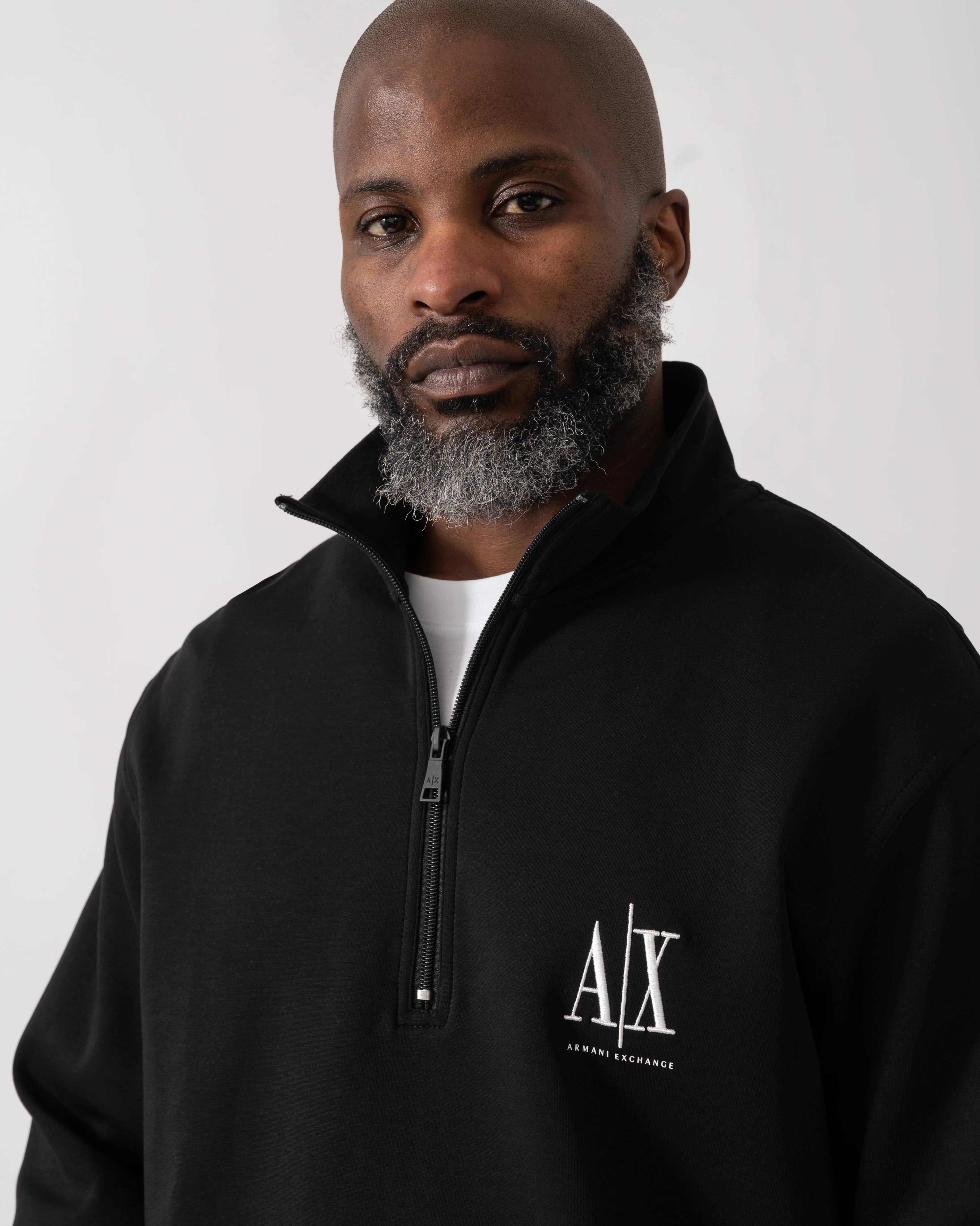 Armani Exchange Mens Embroidered A|X Logo 1/4 Zip Sweatshirt - Black UC001 - Image 3