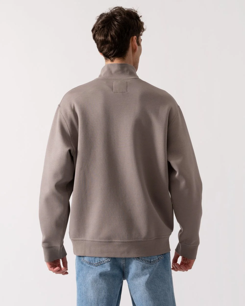 Armani Exchange Mens Embroidered A|X Logo 1/4 Zip Sweatshirt - Driftwood U6107 - Image 4