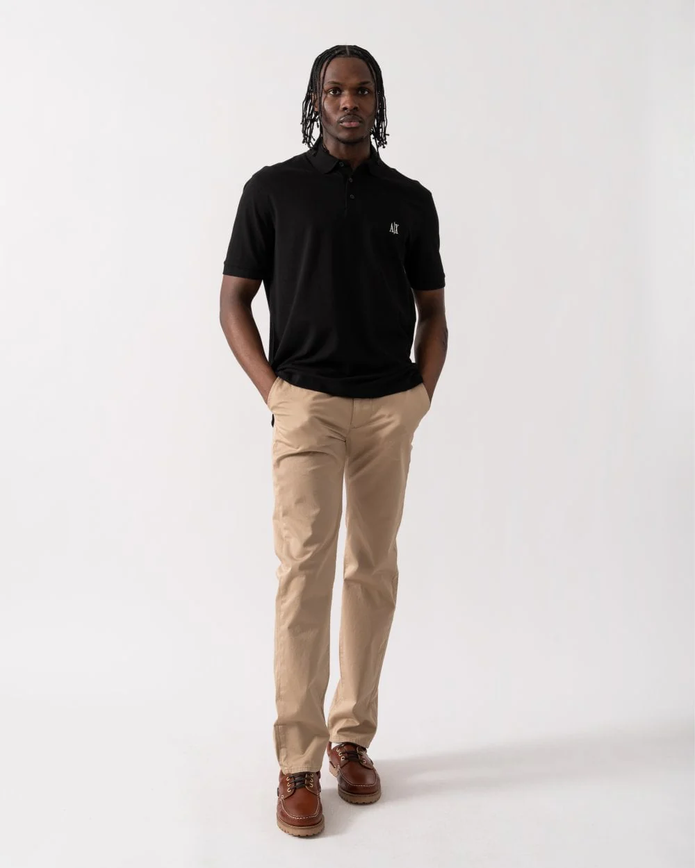 Armani Exchange Mens Embroidered A|X Monogram Short Sleeve Polo Shirt - Black UC001 - Image 3