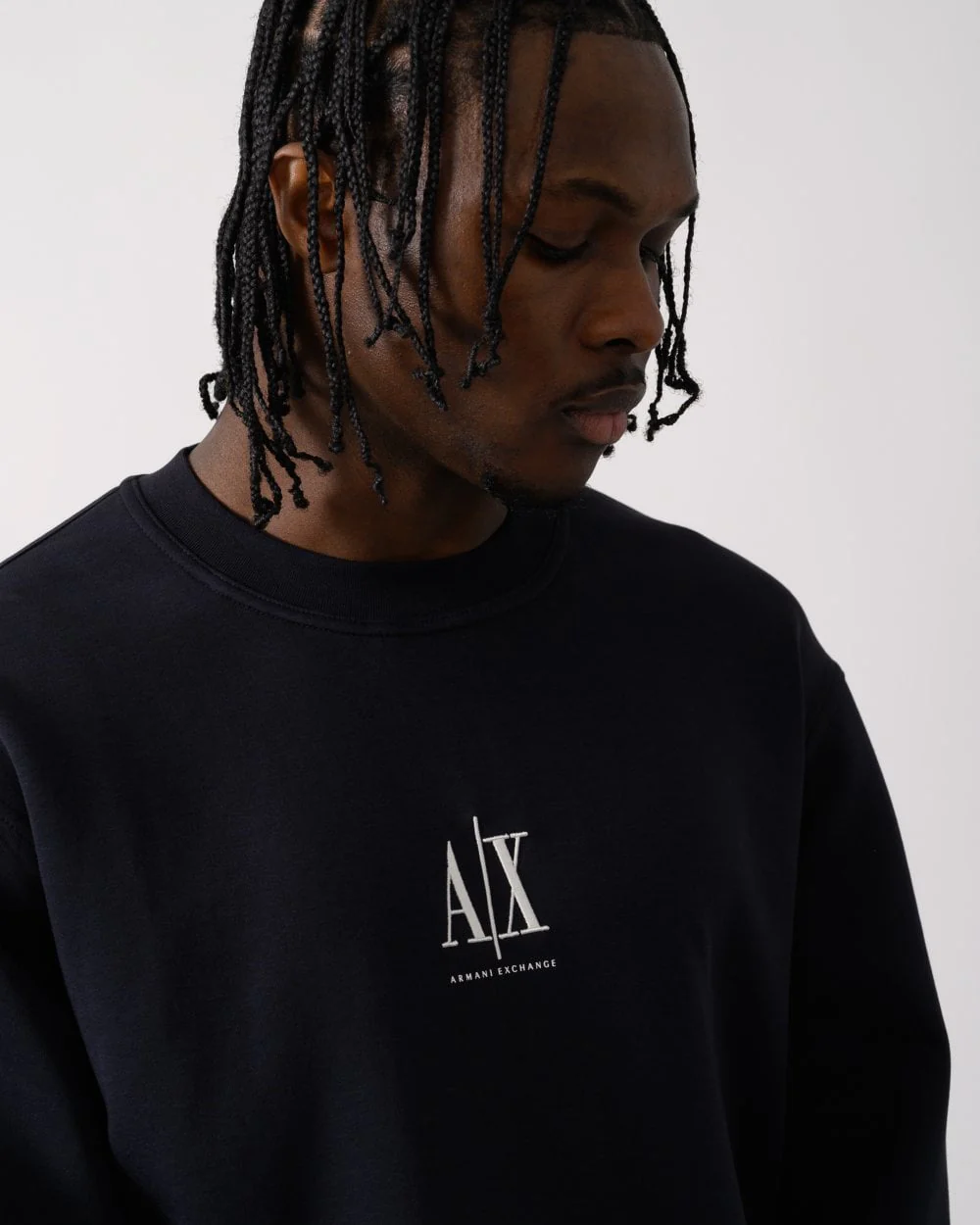 Armani Exchange Mens Embroidered A|X Centre Logo Crew Neck Sweatshirt - Deep Navy UB101 - Image 2