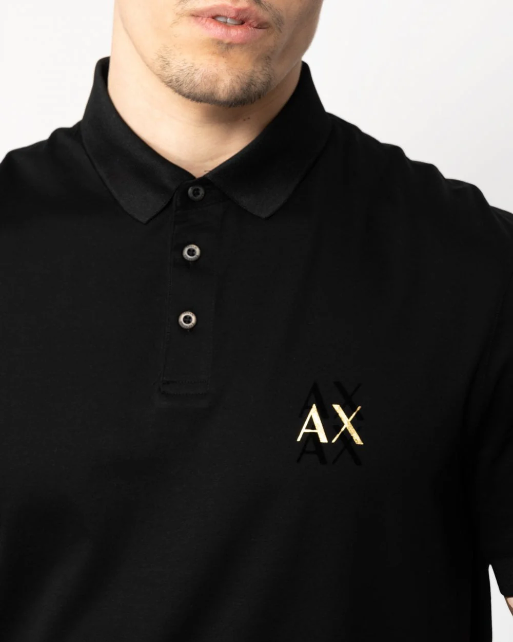 Armani Exchange Mens Gold AX Logo Polo Shirt - Image 3