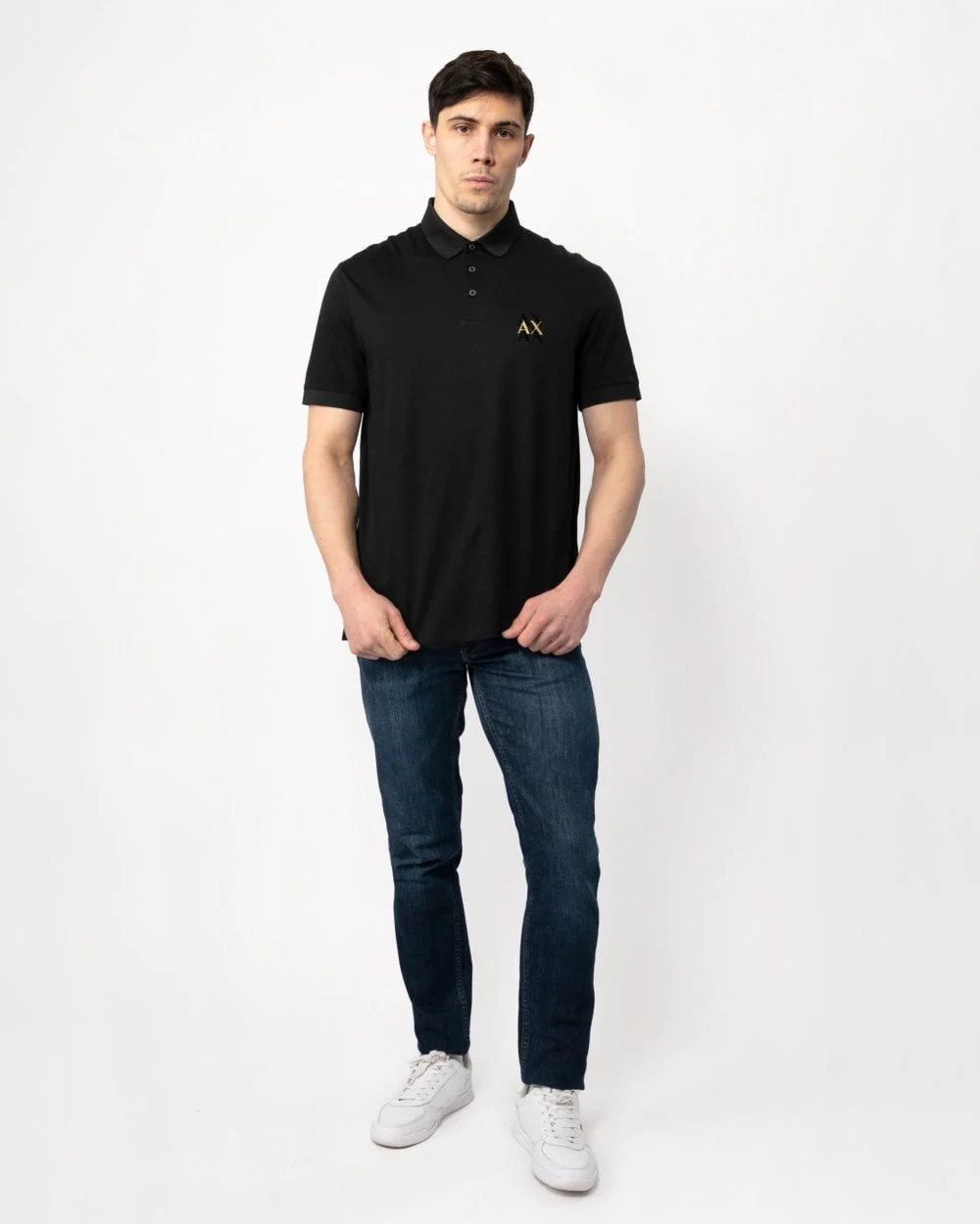 Armani Exchange Mens Gold AX Logo Polo Shirt - Image 4