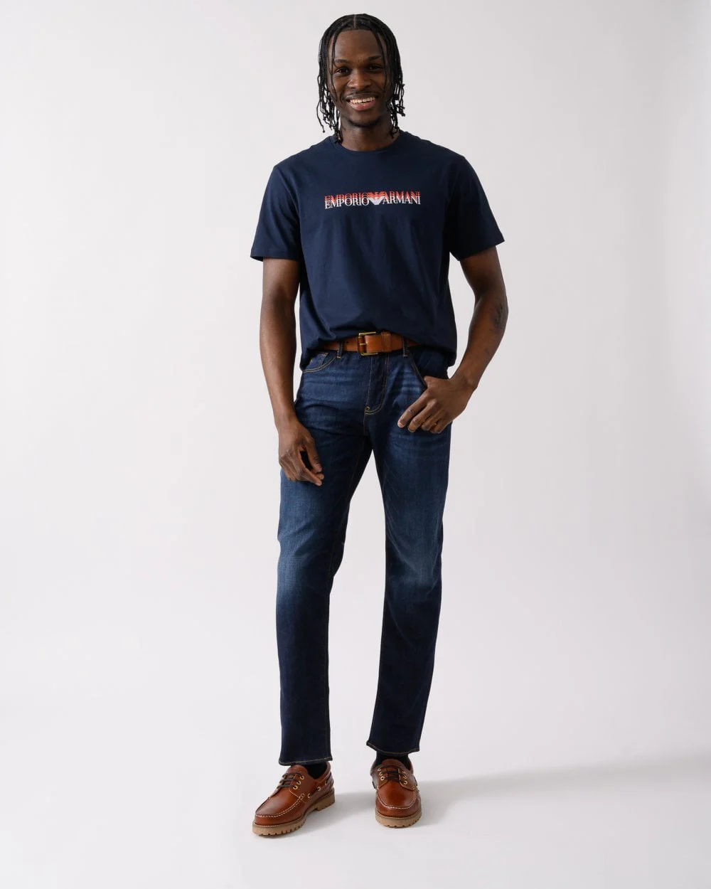 Armani Exchange Mens J13 Slim Fit Jeans in Cotton Denim - Dark Blue Denim MB010 - Image 2