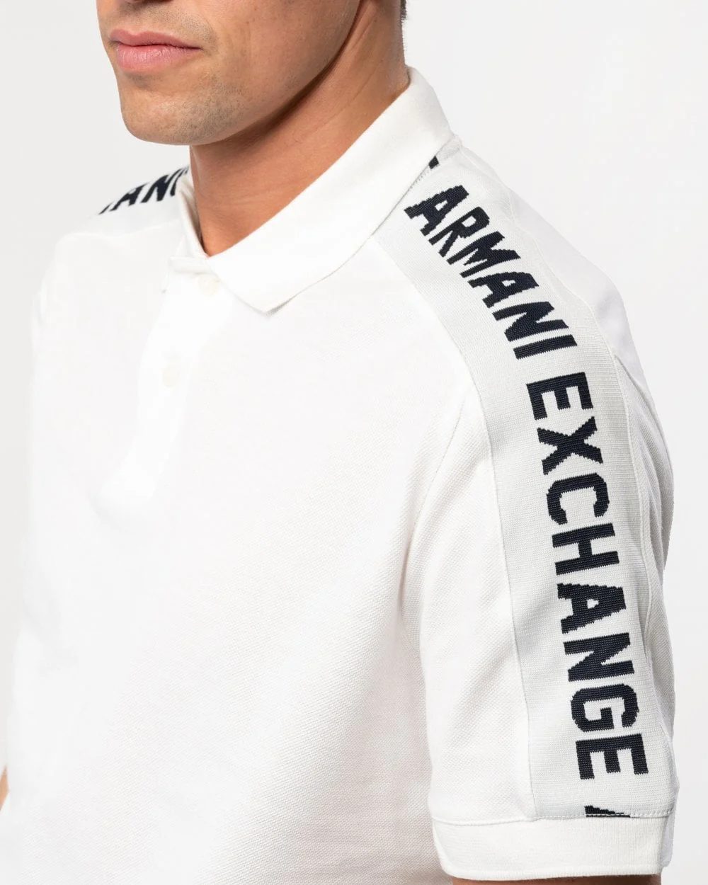 Armani Exchange Mens Large Logo Tape Polo Shirt - Image 2
