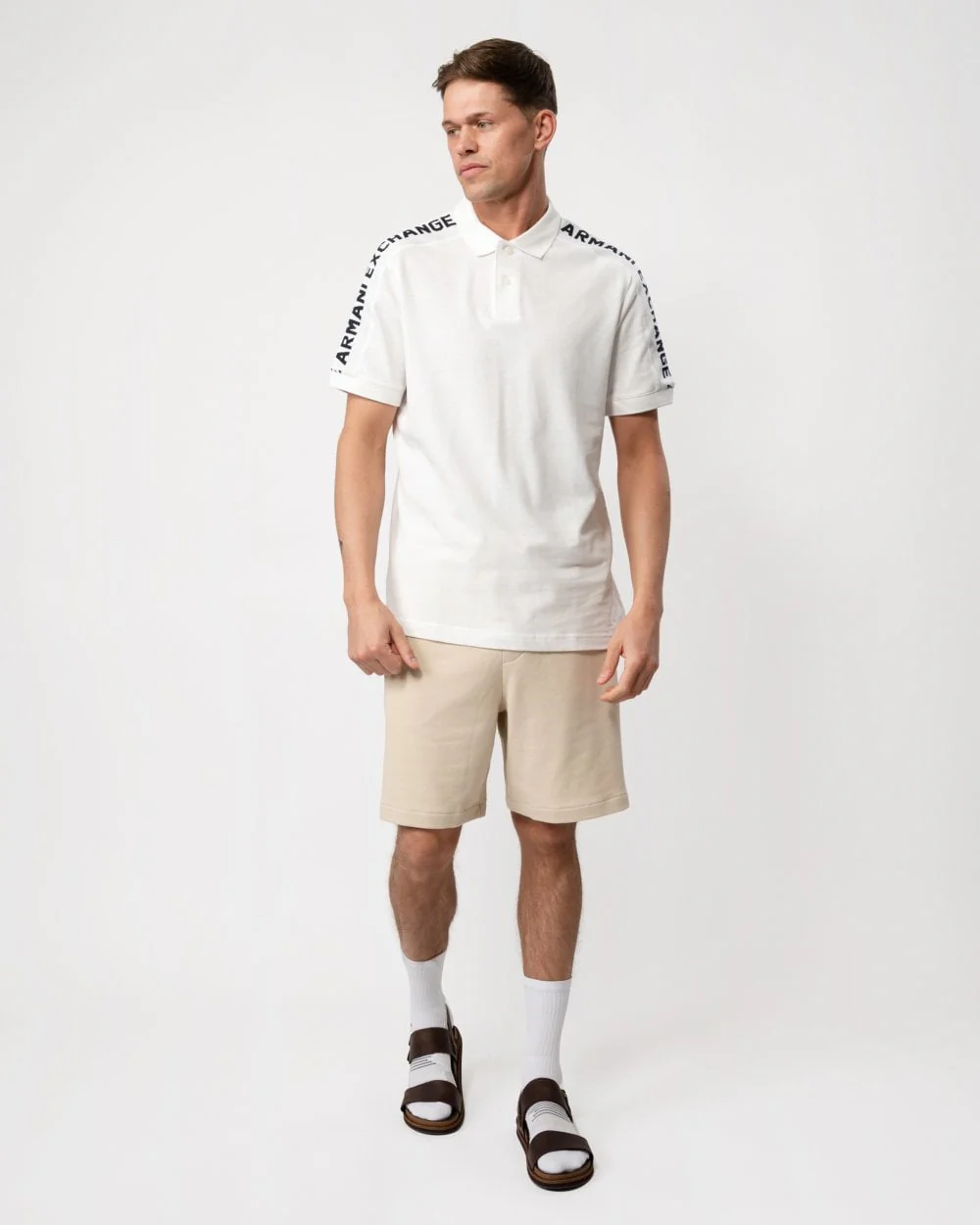 Armani Exchange Mens Large Logo Tape Polo Shirt - Image 3