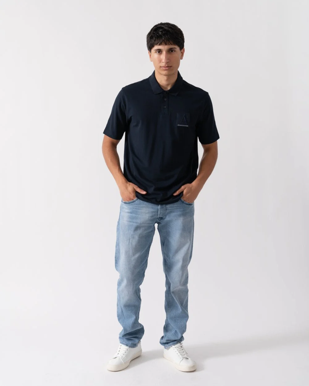 Armani Exchange Mens Logo Patch Polo Shirt - Image 3