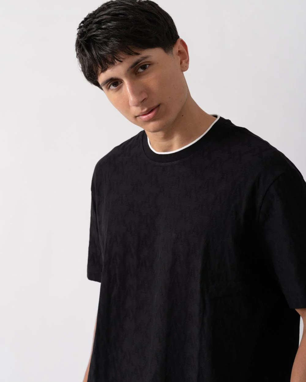 Armani Exchange Mens Logo Pattern Crew Neck T-Shirt - Image 2