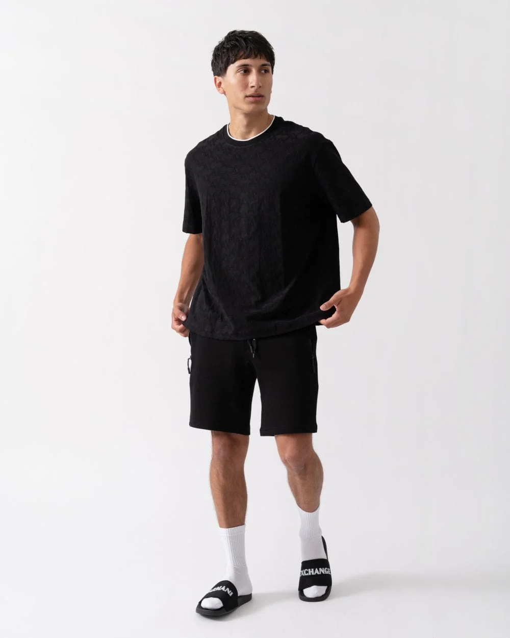 Armani Exchange Mens Logo Pattern Crew Neck T-Shirt - Image 3