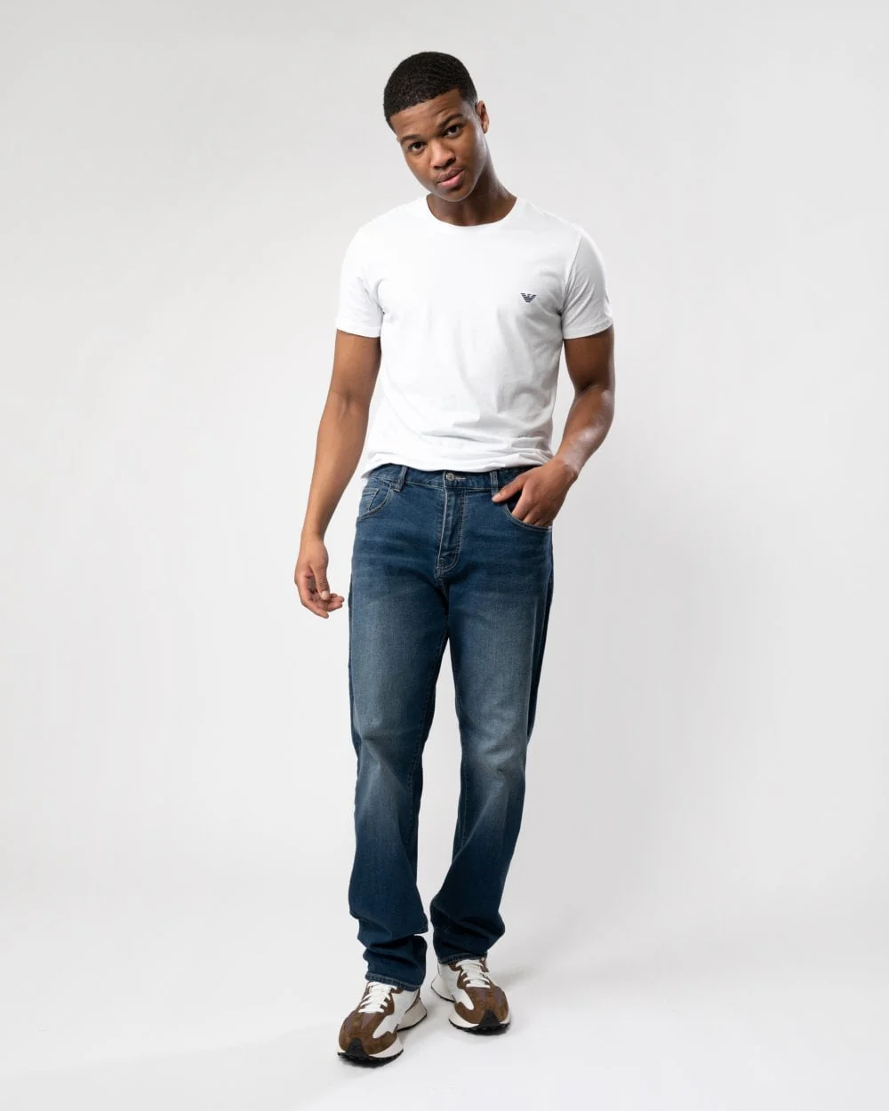 Armani Exchange Mens Logo Pocket Faded Jeans - Image 4