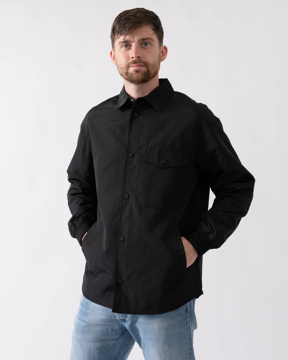 Armani Exchange Mens Logo Pocket Overshirt
