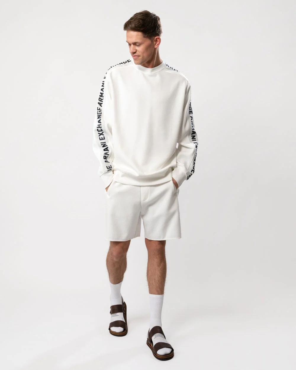 Armani Exchange Mens Logo Tape Crew Neck Sweatshirt - Image 3