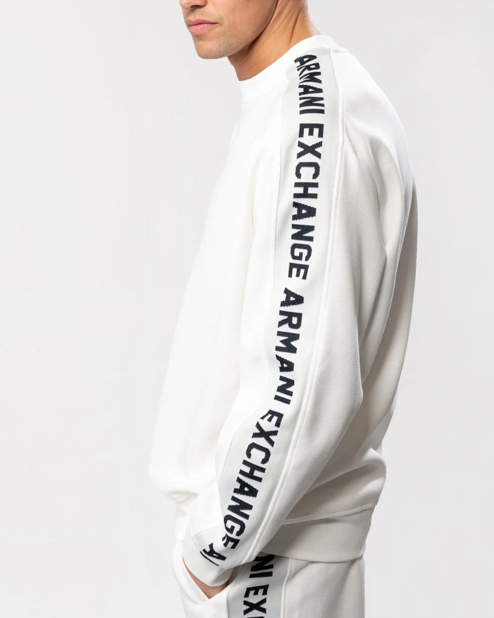 Armani Exchange Mens Logo Tape Crew Neck Sweatshirt - Image 4