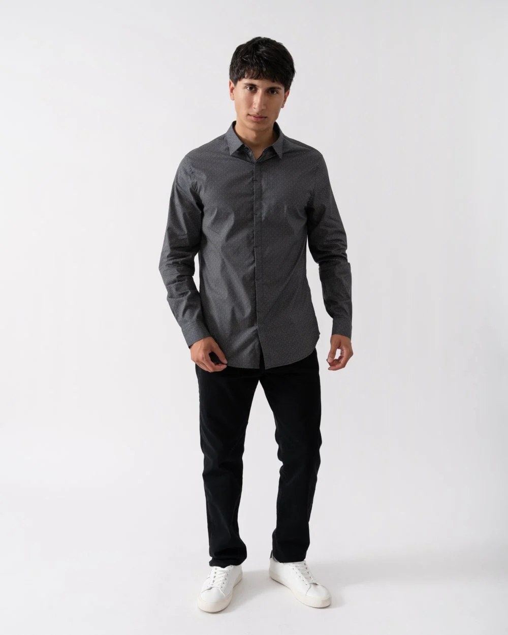 Armani Exchange Mens Long Sleeve AOP Logo Pattern Shirt - Image 3