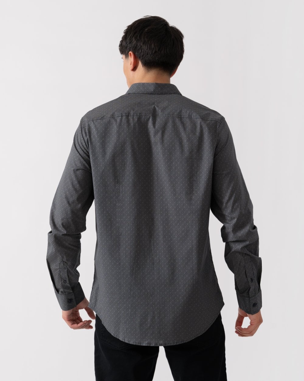 Armani Exchange Mens Long Sleeve AOP Logo Pattern Shirt - Image 4