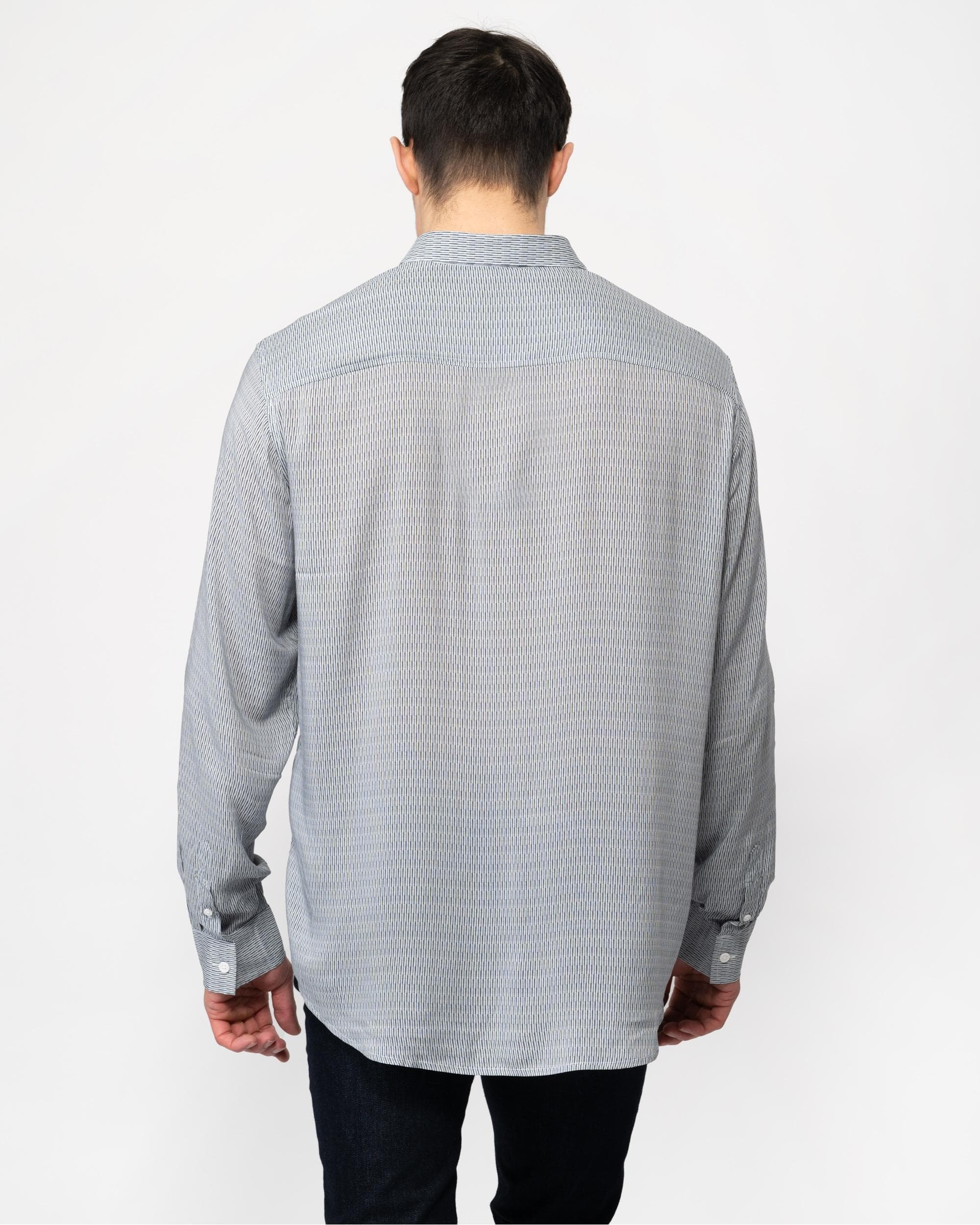 Armani Exchange Mens Long Sleeve Pattern Print Shirt - W/Quarry Irregular Lines 71BA - Image 4