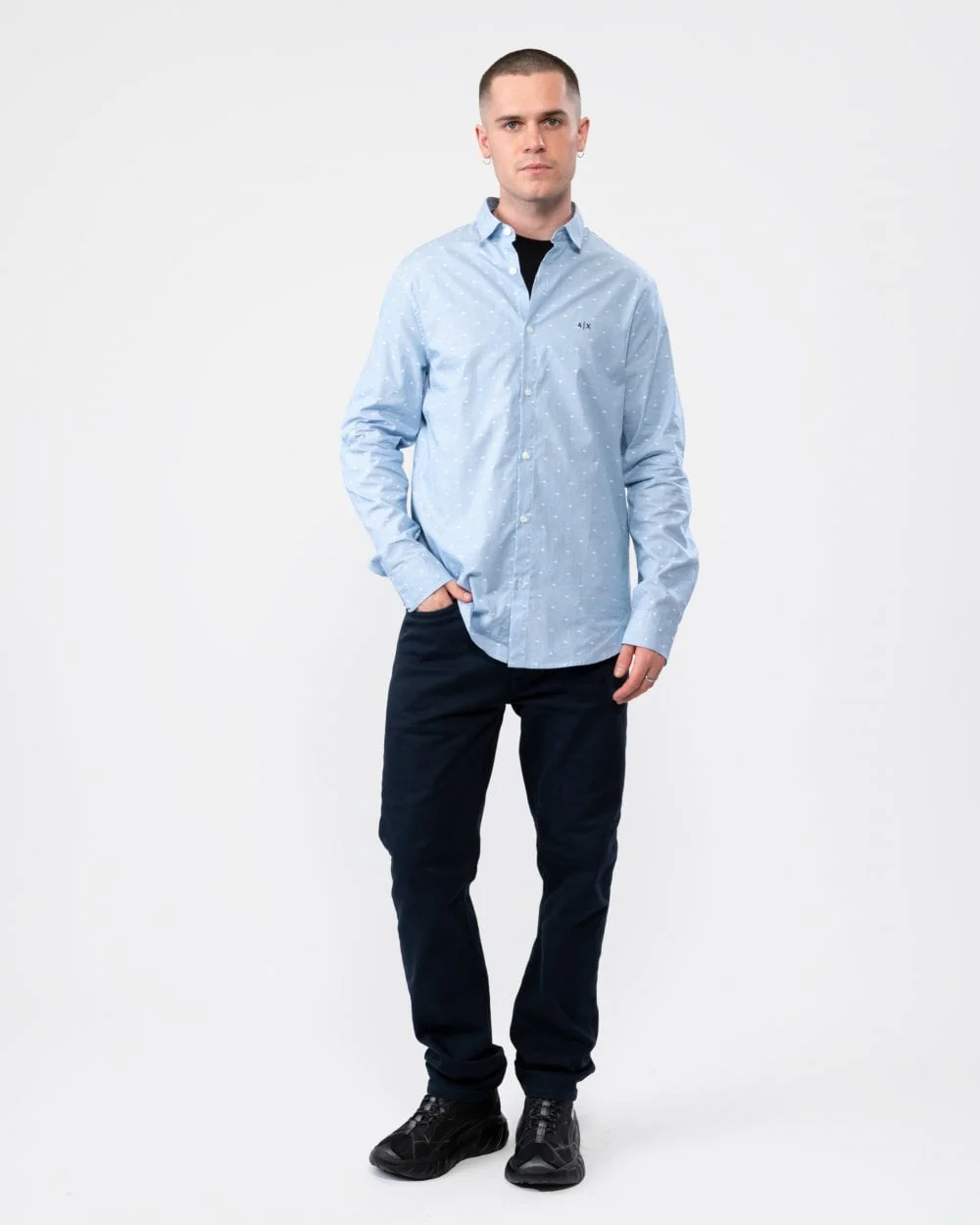 Armani Exchange Mens Long Sleeve Spotted Shirt - Image 3
