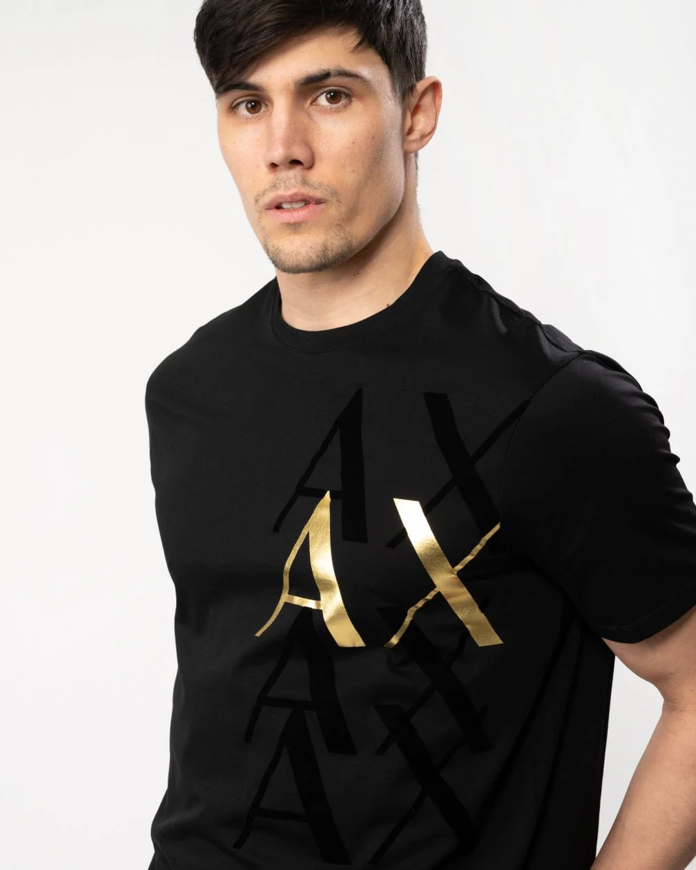 Armani Exchange Mens Metallic Logo T-Shirt - Image 2
