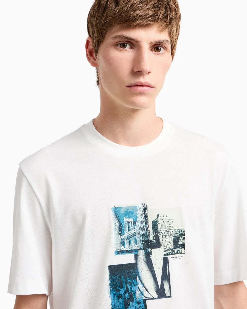 Armani Exchange Mens Milano/New York Landmarks Graphic T-Shirt - Off White U0009 - Image 2