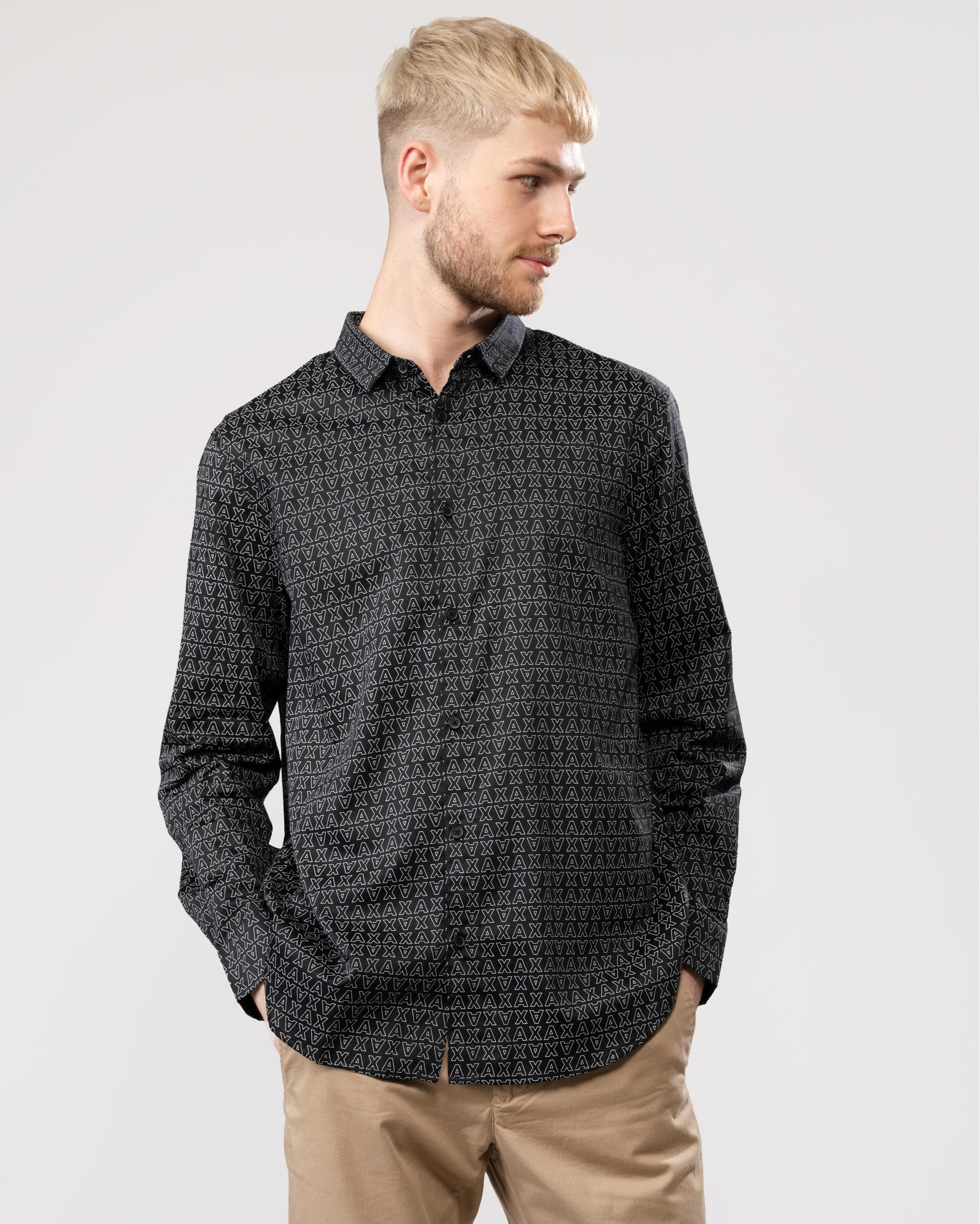 Armani Exchange Mens Outline Logo Shirt - Image 4